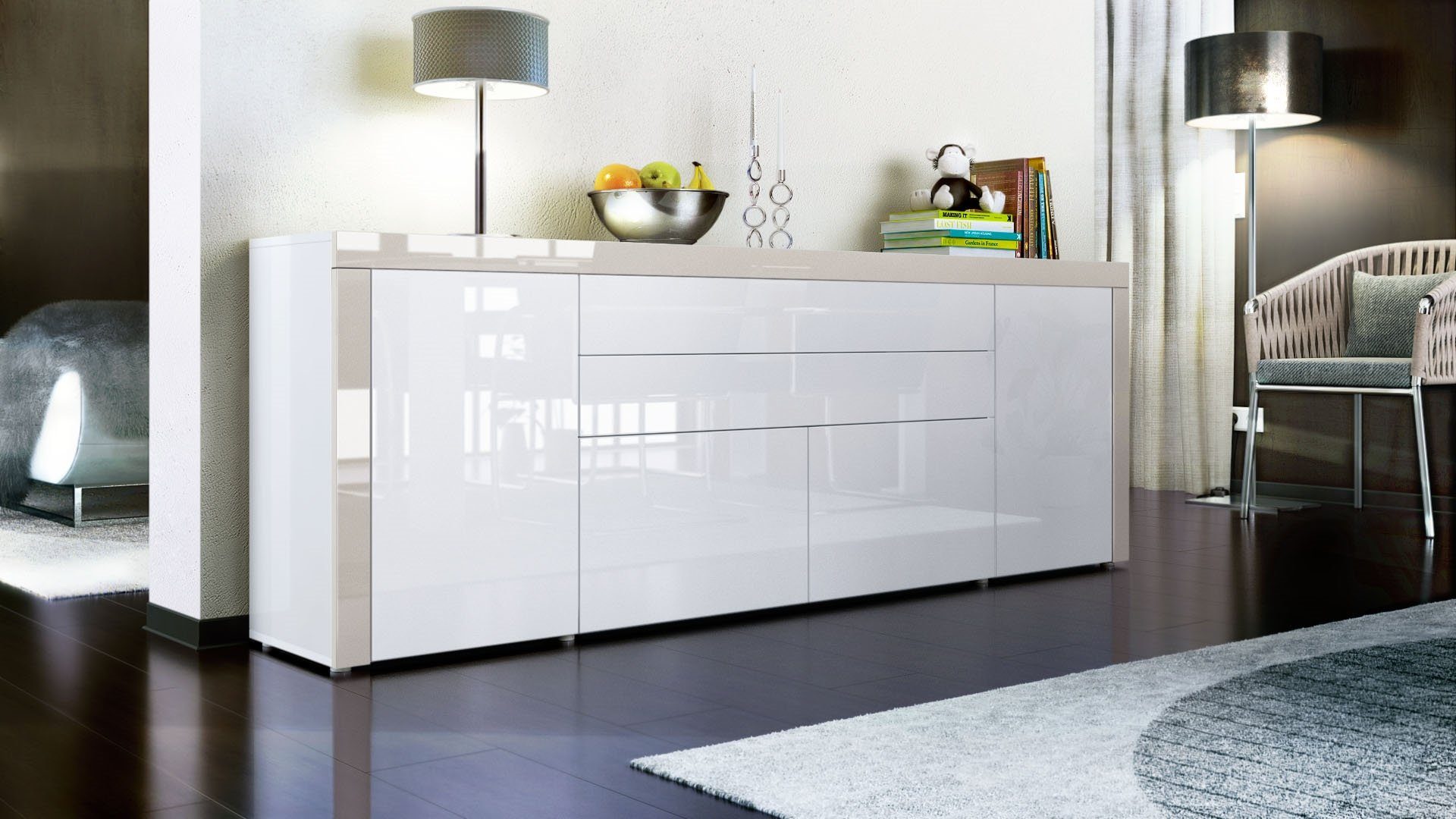 Vladon Sideboard La Paz V2 (Kommode, mit 2 Türen, 2 Schubkästen und 2 Klapp günstig online kaufen