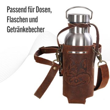 BLACK FOREST FOX Umhängetasche SET HOLLY Holster Leder Halfter mit Thermos-Trinkflasche, SET Vintage Brown