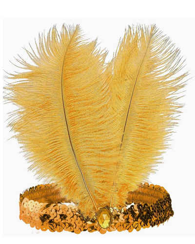 Das Kostümland Kostüm Goldenes Pailletten Stirnband mit Federn - Charles