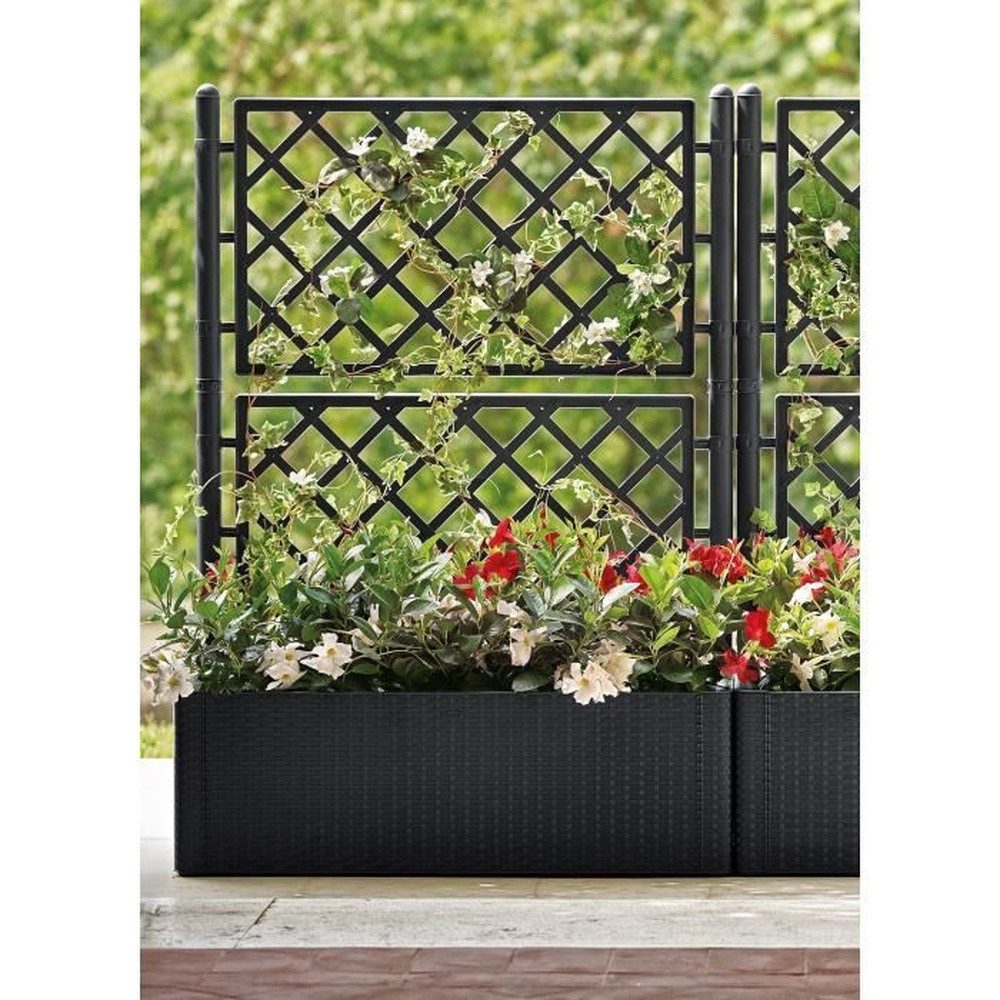 Stefanplast Balkonkasten STEFANPLAST Natural Deluxe rechteckiger Blumenkasten mit Drahtgeflecht