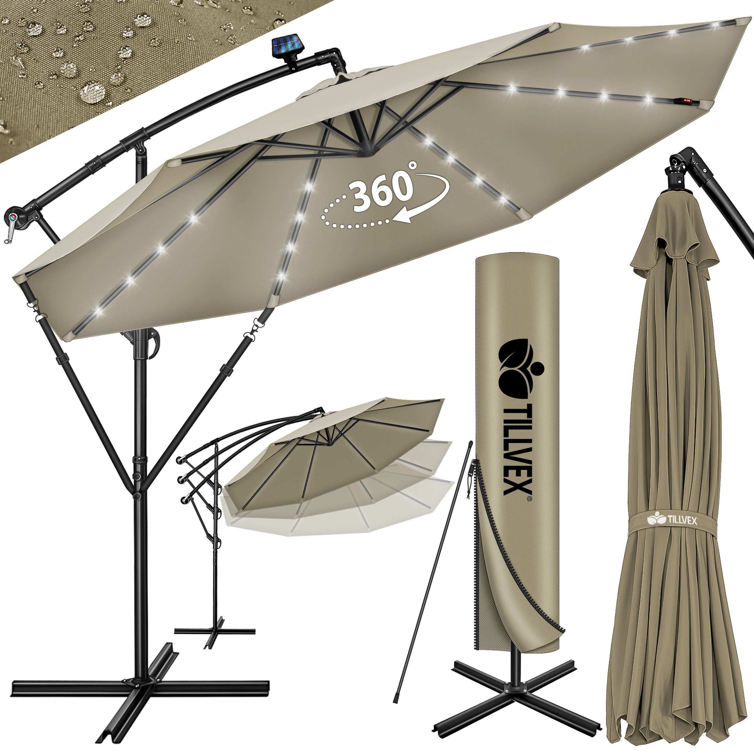 tillvex Sonnenschirm tillvex® Sonnenschirm LED Solar günstig online kaufen