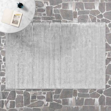 Teppich Vinyl Wohnzimmer Schlafzimmer Flur Küche 3D Steinoptik Beton, Bilderdepot24, rechteckig - grau glatt, nass wischbar (Küche, Tierhaare) - Saugroboter & Bodenheizung geeignet