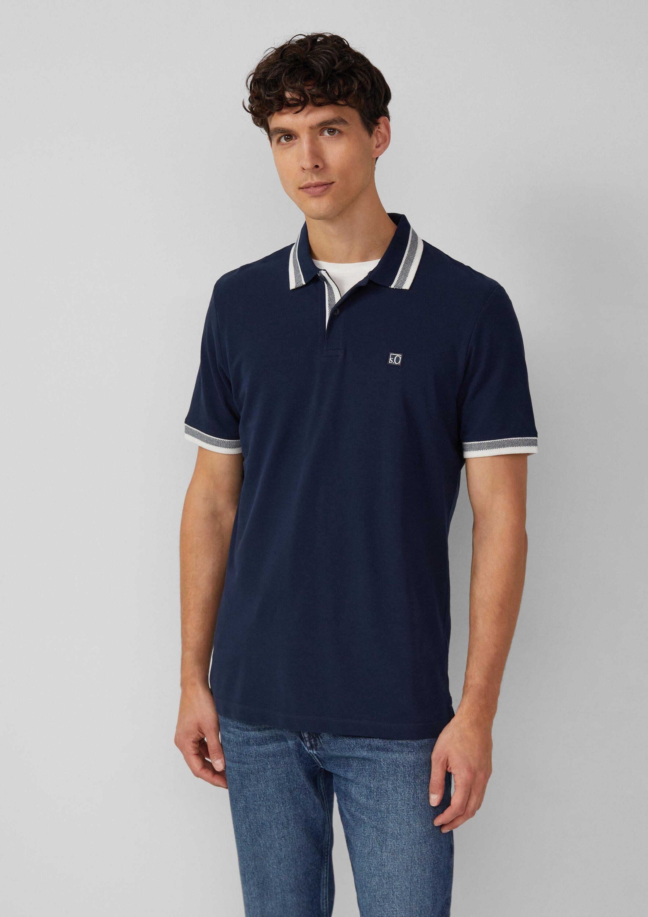 s.Oliver Kurzarmshirt Polo-Shirt Poloshirt aus Baumwollpiqué mit Kontrast-D günstig online kaufen