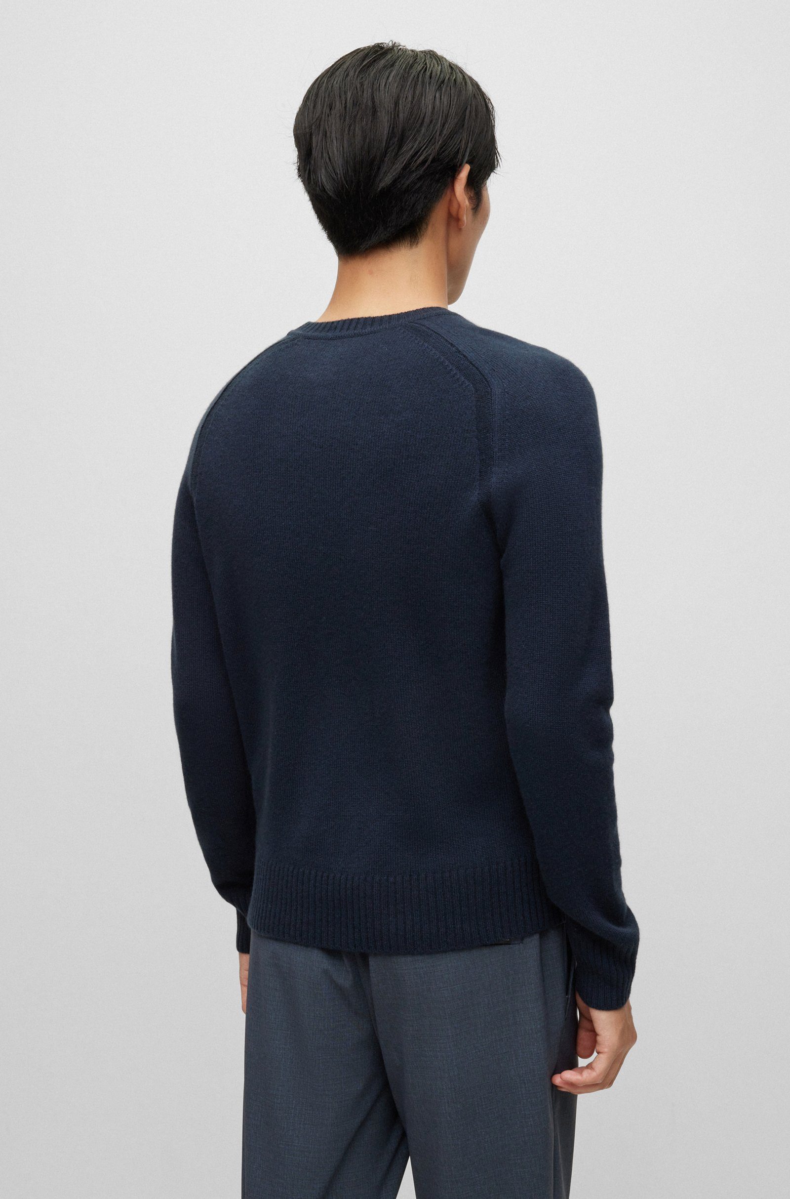 (404) Strickpullover (1-tlg) Blau BOSS Maglio