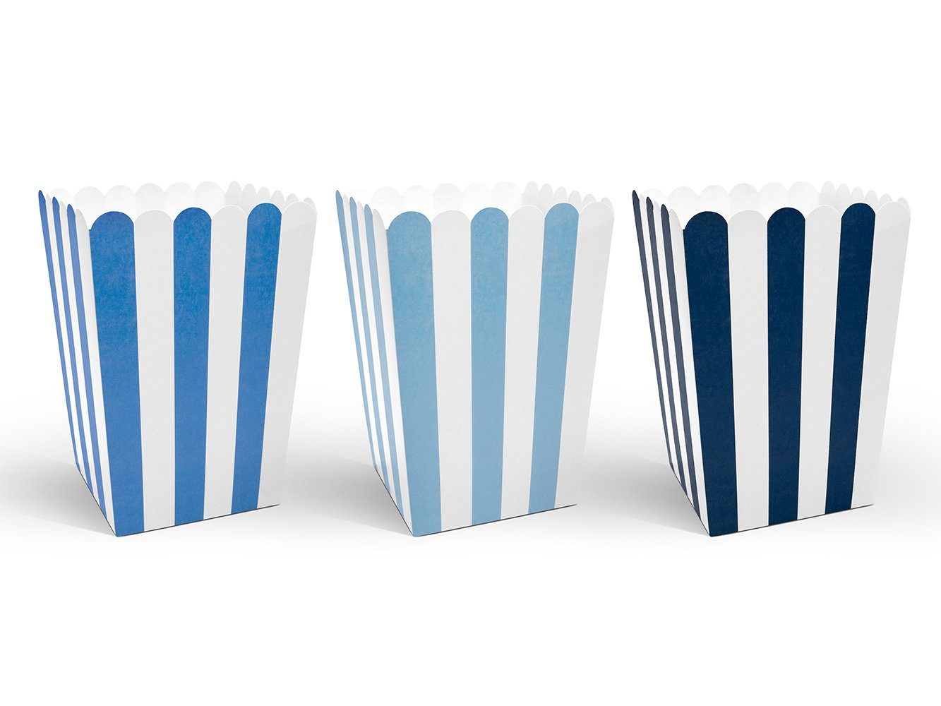 partydeco Dose, Popcorntüten gestreift 7,5x7,5x12,5 cm 6er Set blau weiß