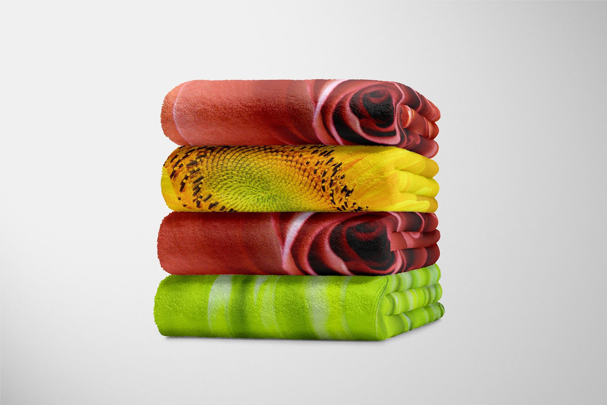 (1-St), Handtuch Rose Handtücher mit Art Blüte Rot, Kuscheldecke Saunatuch Strandhandtuch Fotomotiv Sinus Handtuch Baumwolle-Polyester-Mix
