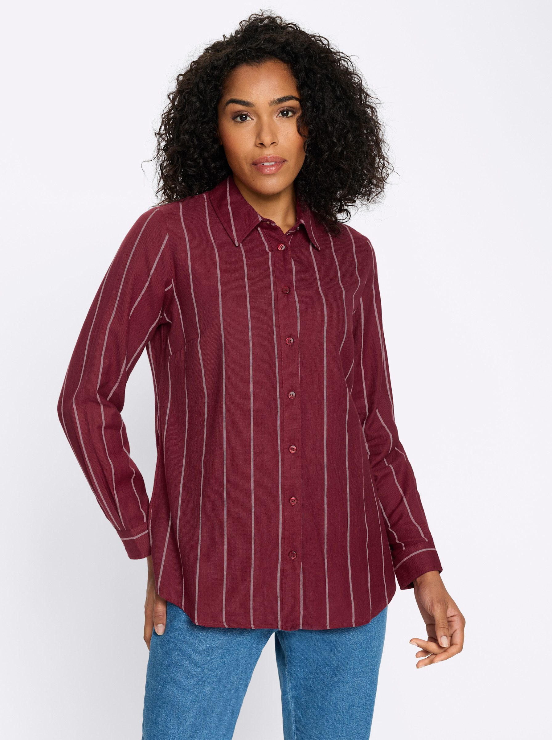 Sieh an! Klassische Bluse Longbluse Langarm