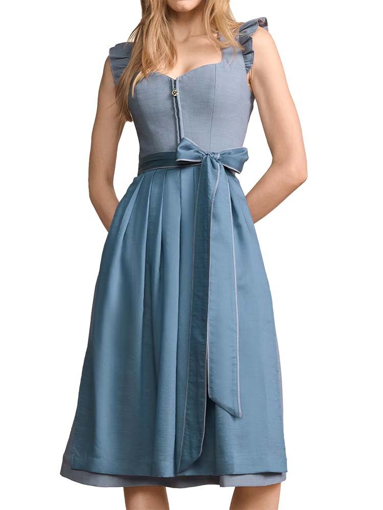 KRÜGER COLLECTION Dirndl Dirndl Isalyn Flügelarm 70cm Länge hellblau