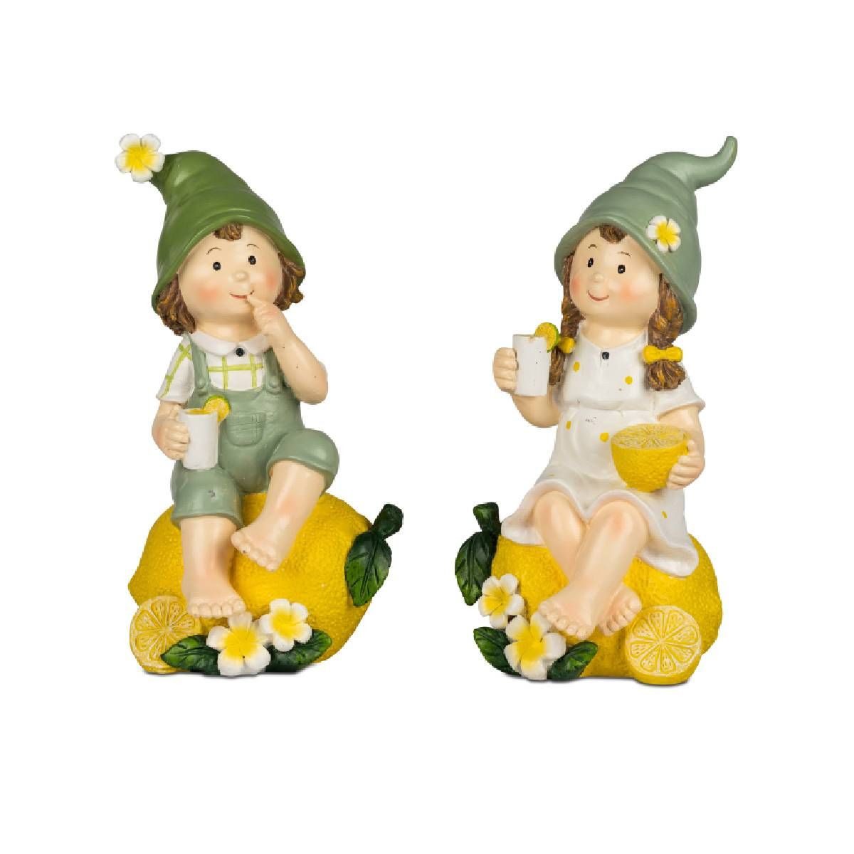 formano Gartenfigur Sommerkinder mit Zitrone und Getränk in der Hand 2er Set