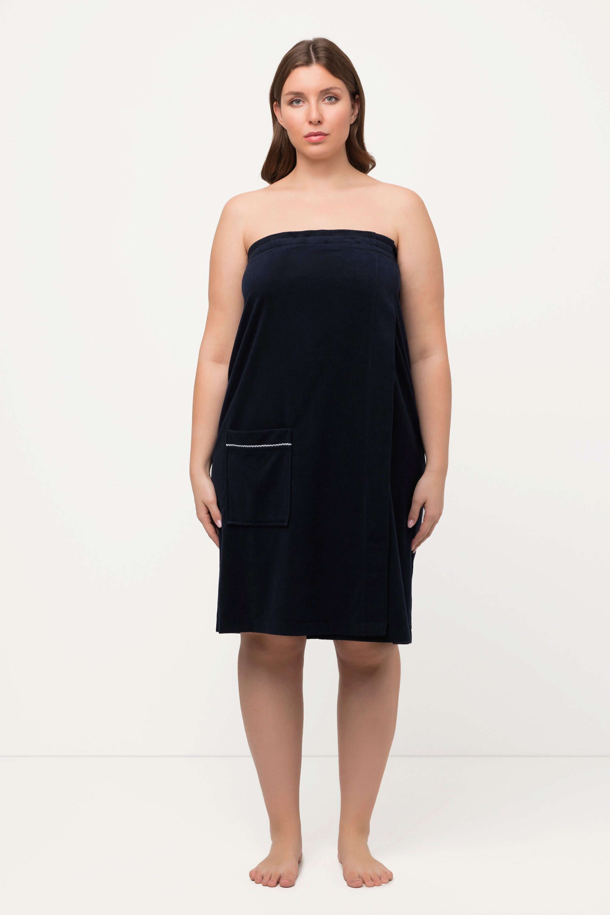 Ulla Popken Bademantel Frottee-Kilt Klettverschluss Rücken-Bündchen, günstig online kaufen