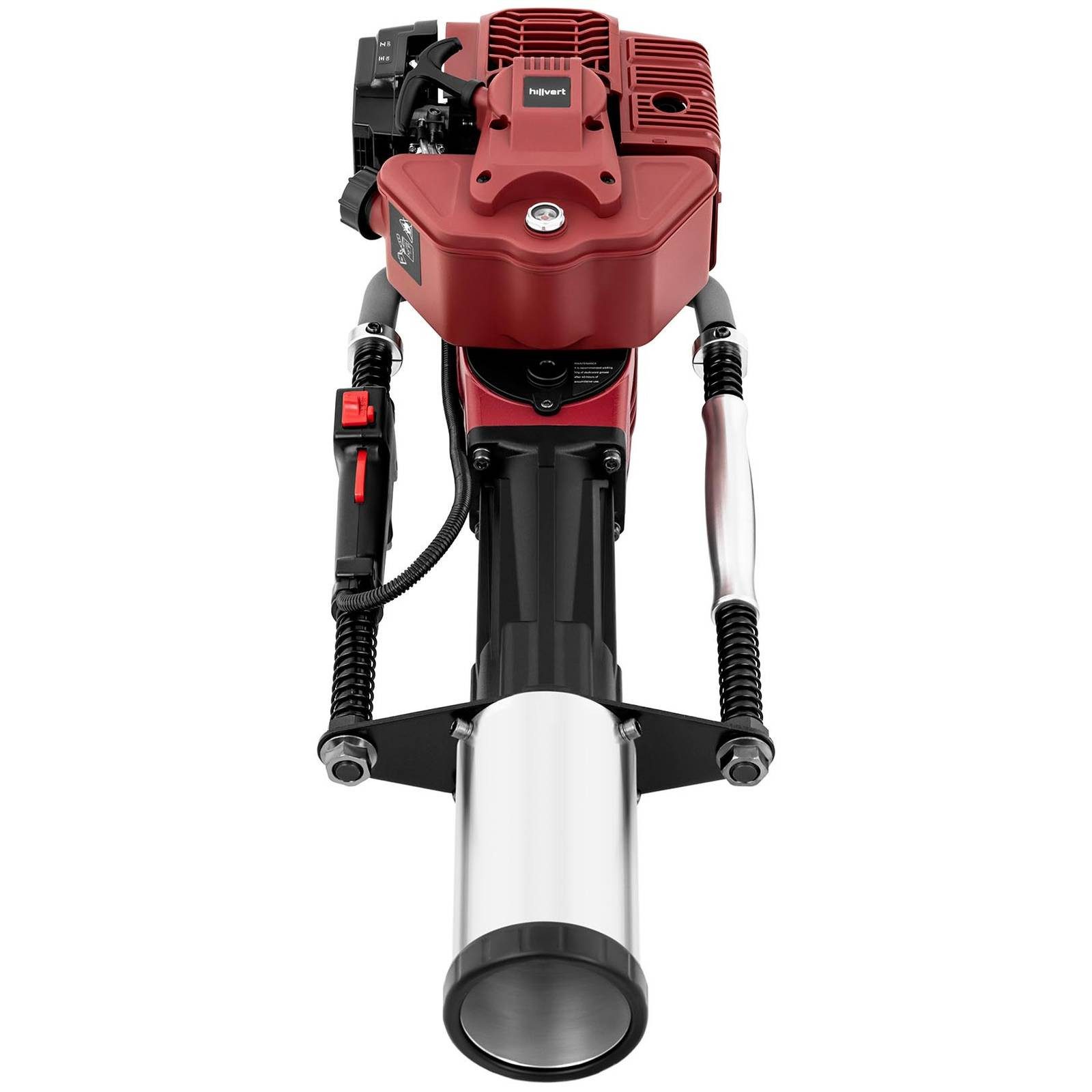 Hillvert Erdbohrer Motor Pfahlramme 1500 W Ø 90 mm Pfostenramme Zaunpfahlramme Benzin, max. 5000 U/min