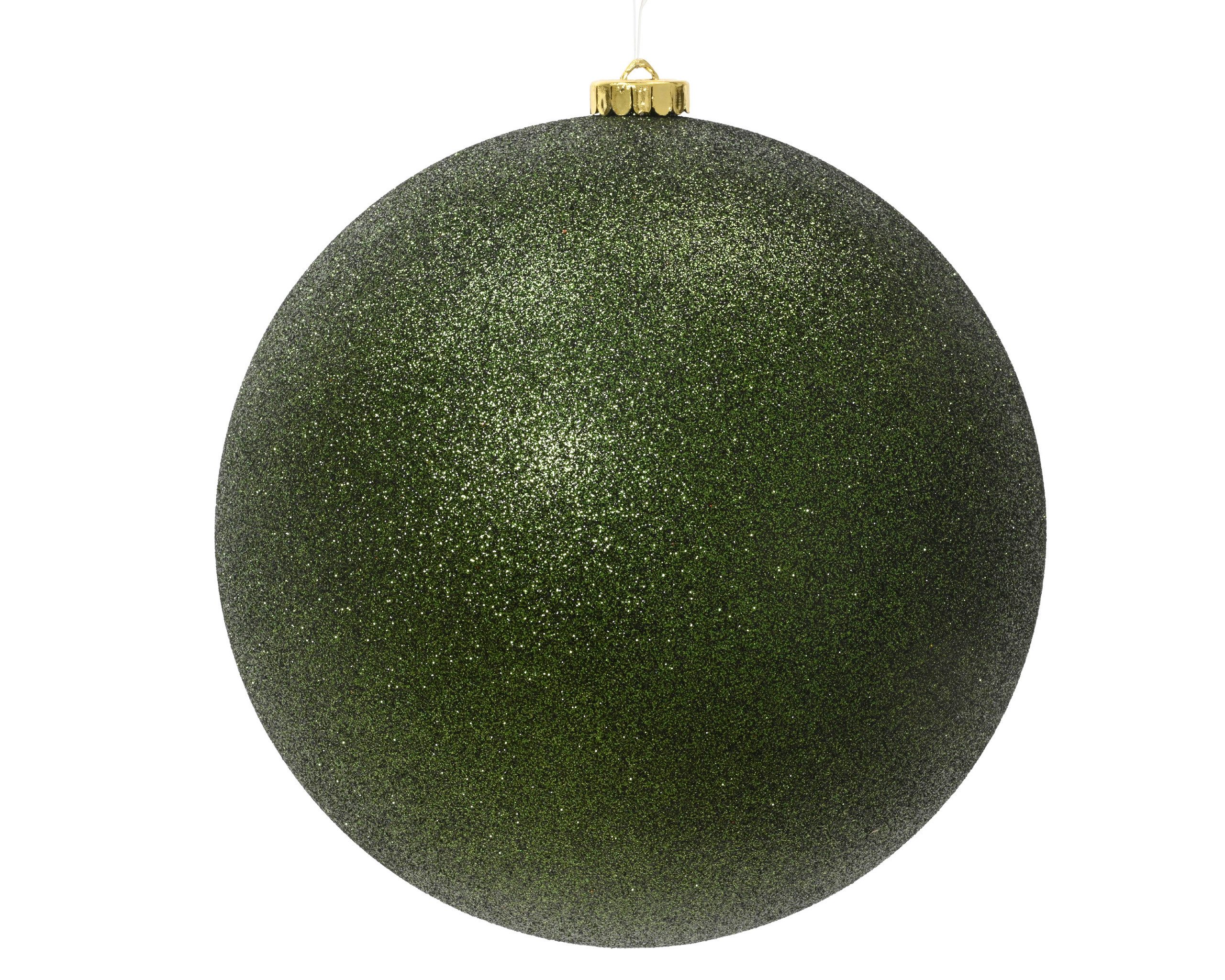 Kaemingk Weihnachtsbaumkugel, Weihnachtskugel Kunststoff 14cm Glitzer 1 Stück - Piniengrün