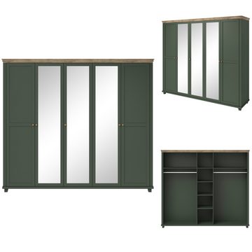 Lomadox Schlafzimmer-Set EPSOM-83, (Spar-Set, 3-St), grün mit Lefkas Eiche Nb.