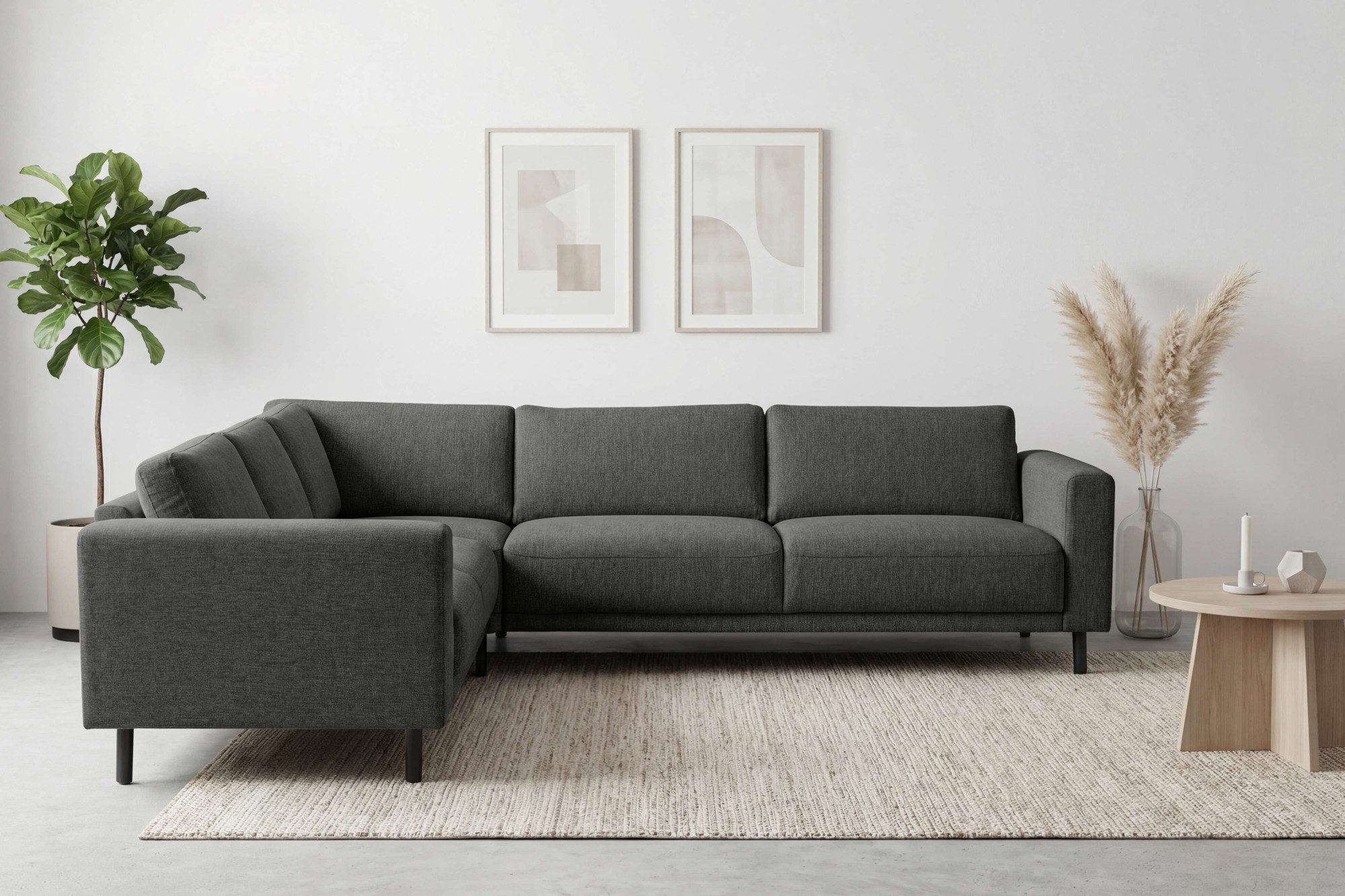 OTTO home Ecksofa Sveeva, L-Form, B.288 cm, schwarze Metallfüße, langlebiger Webstoff, mit Wellenunterfederung, viele Farben