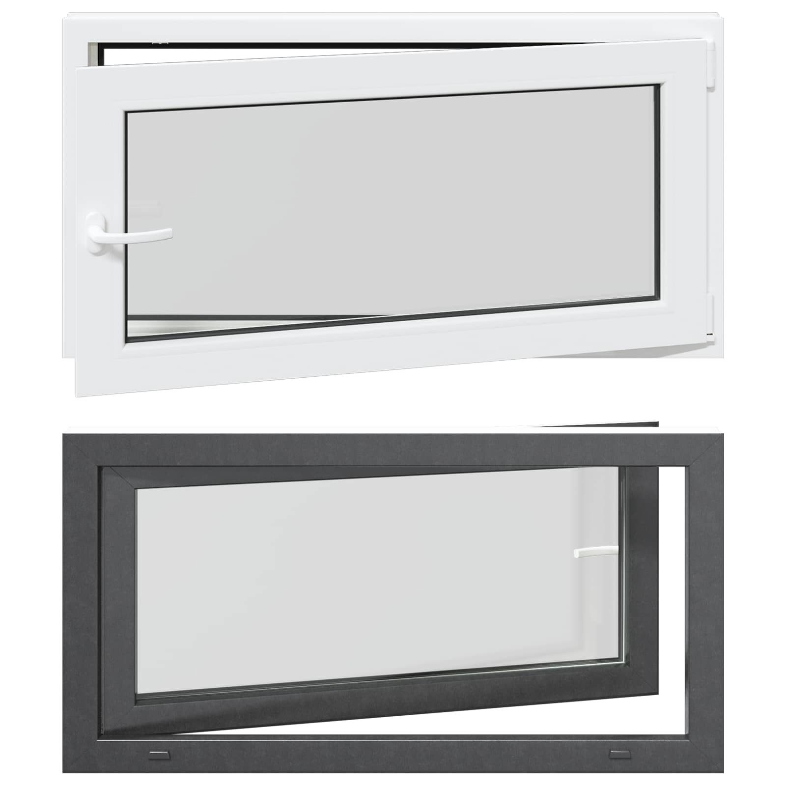 vidaXL Fenster Kellerfenster Innenseite Farbe Weiß RISOR 110 x 60 cm, (1 St)