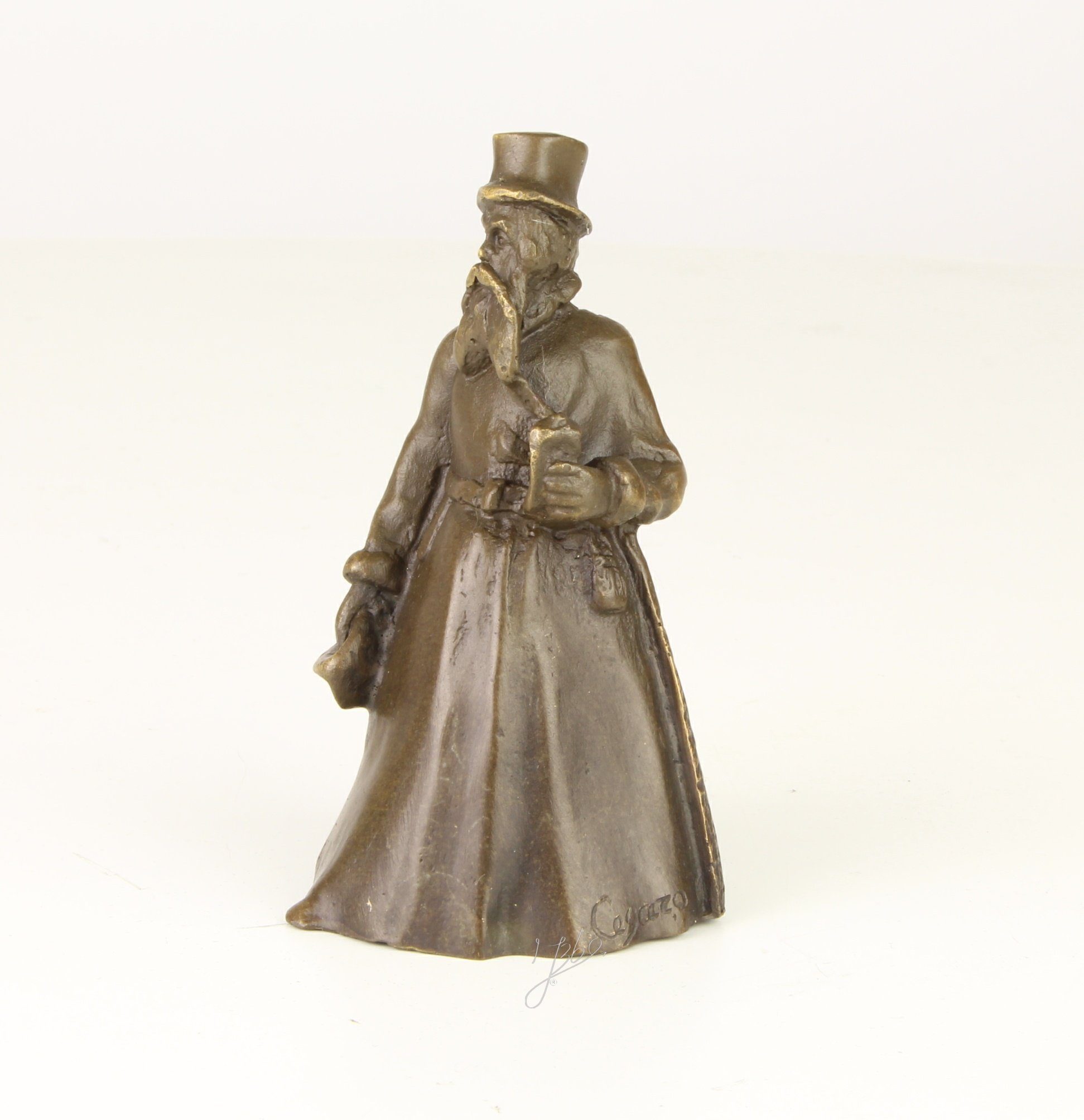 Moritz Hausglocke Tischglocke Glocke Gentleman mit Zylinder, Bronze Bronzefiguren Bronze Skulptur Figur Kunstwerk Dekoration Statue