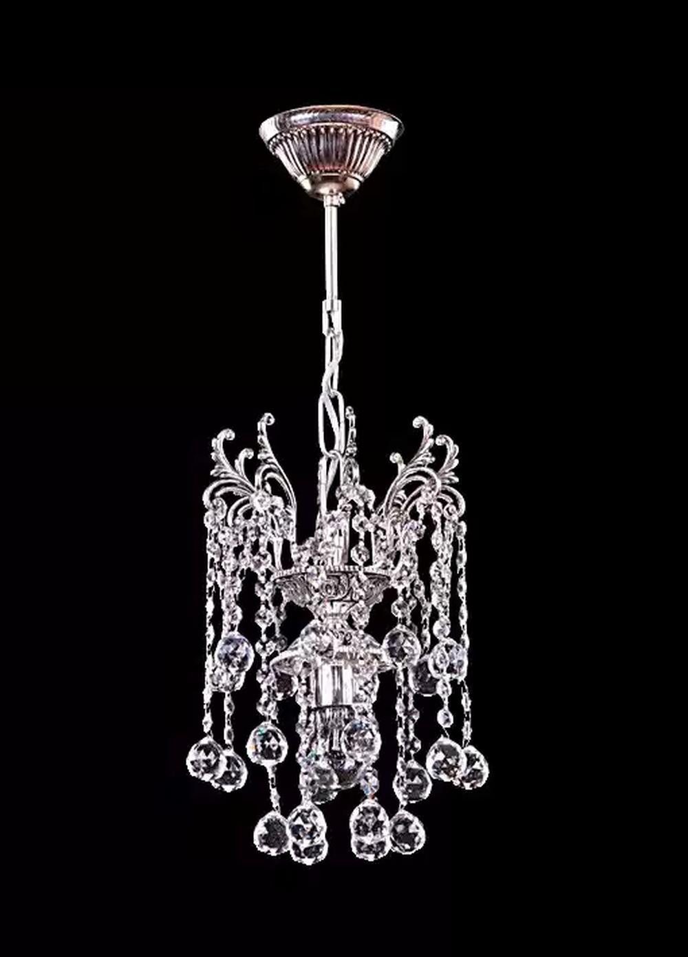 Xlmoebel Kronleuchter Eleganter Deckenleuchter in Silber mit Kristallakzenten, Keine Funktionen, Hergestellt in Europa