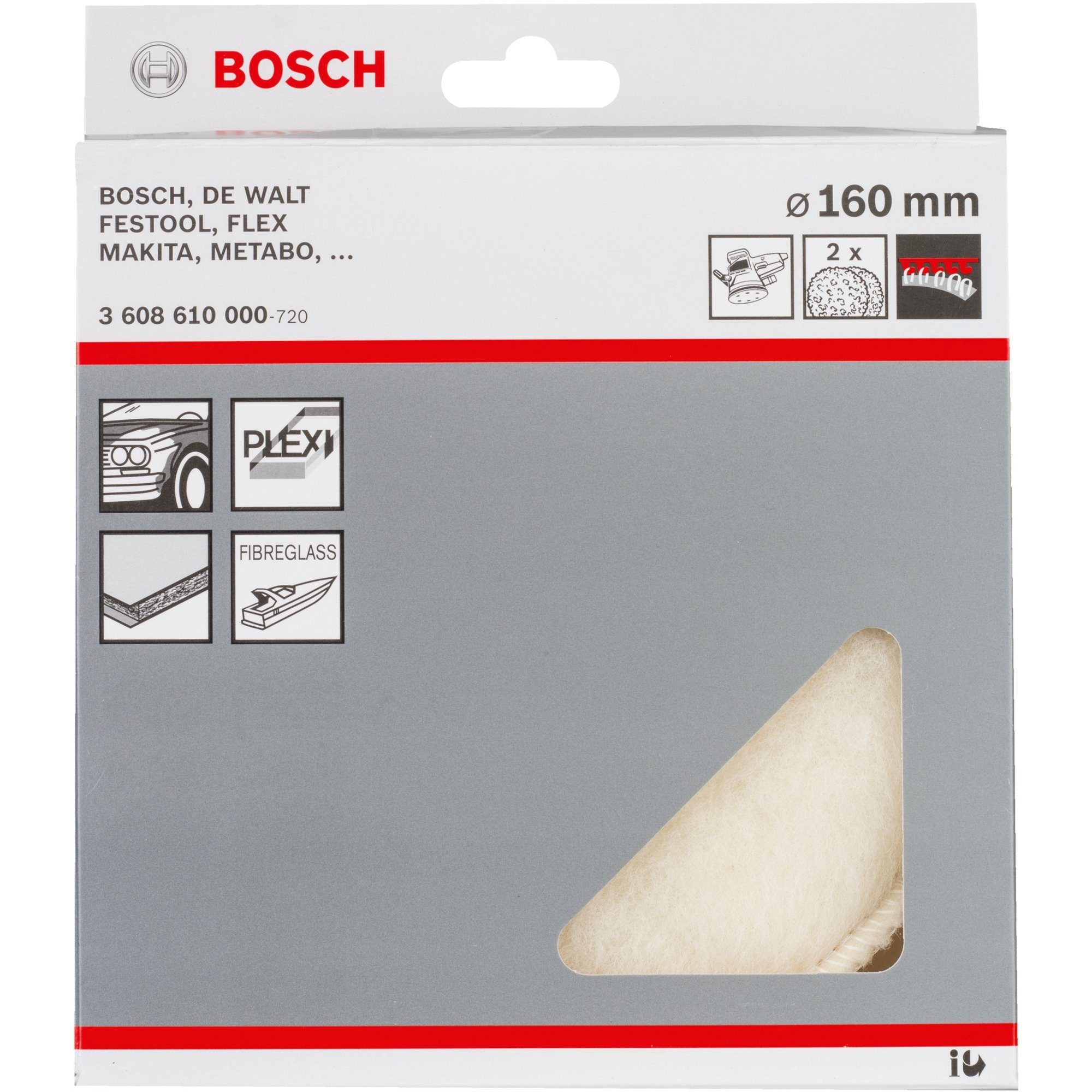 BOSCH Schleifscheibe Bosch Professional Lammfellscheibe, Ø 160mm, 2