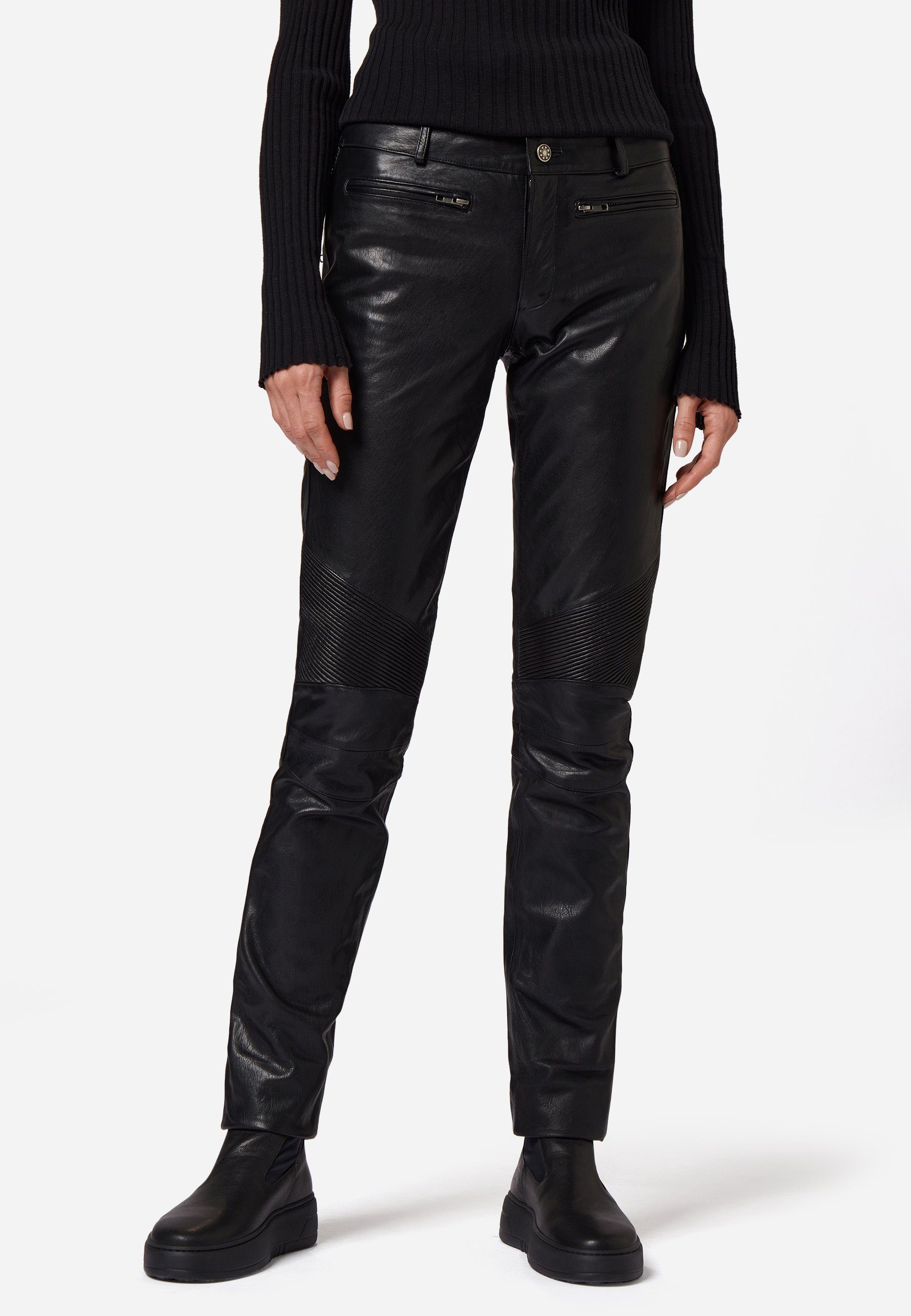 RICANO Lederhose Donna Lederhose mit Biker-Elementen günstig online kaufen