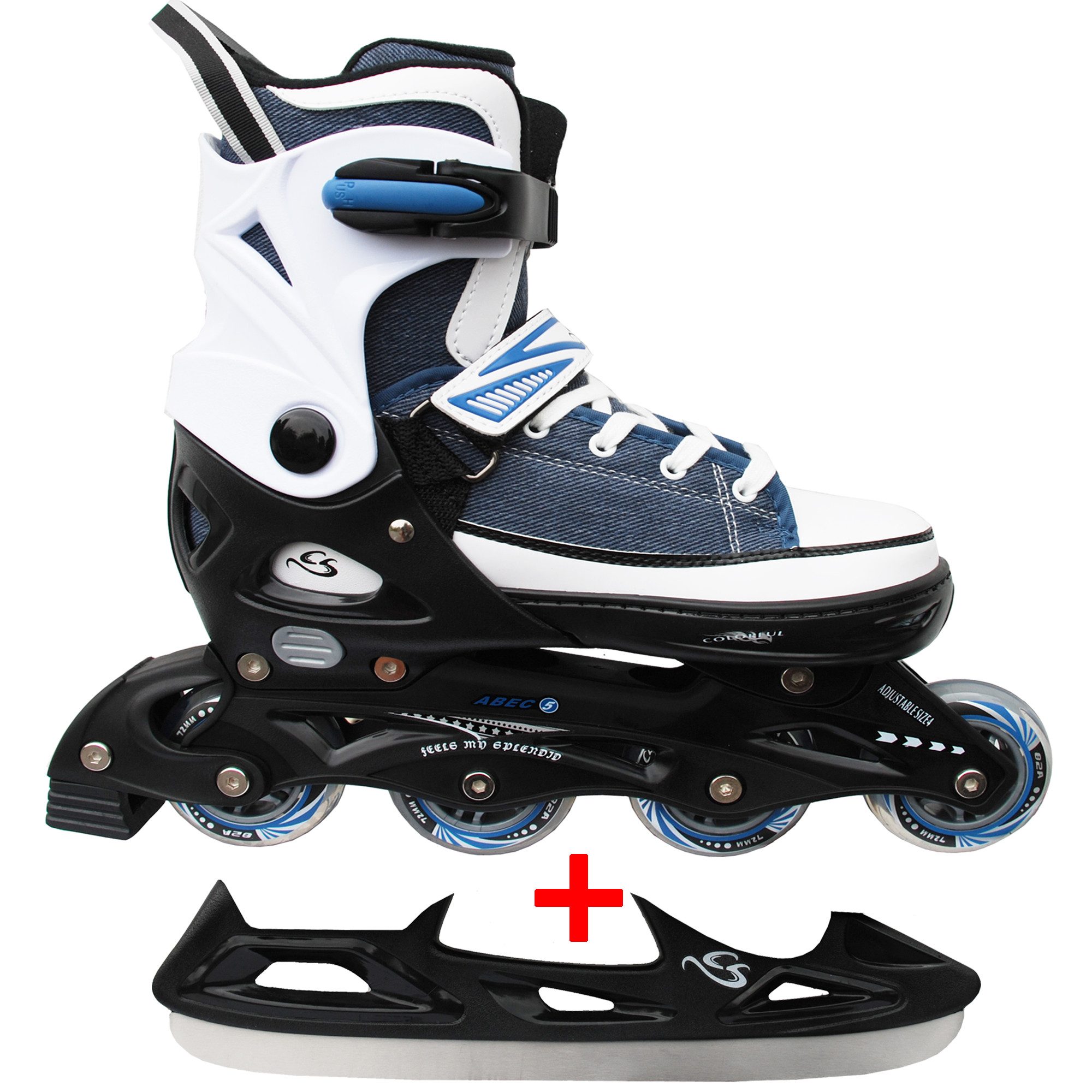 Cox Swain Inlineskates Sneak 2in1 verstellbar Inline Skates und Schlittschuhe, 4-fach größenverstellbar