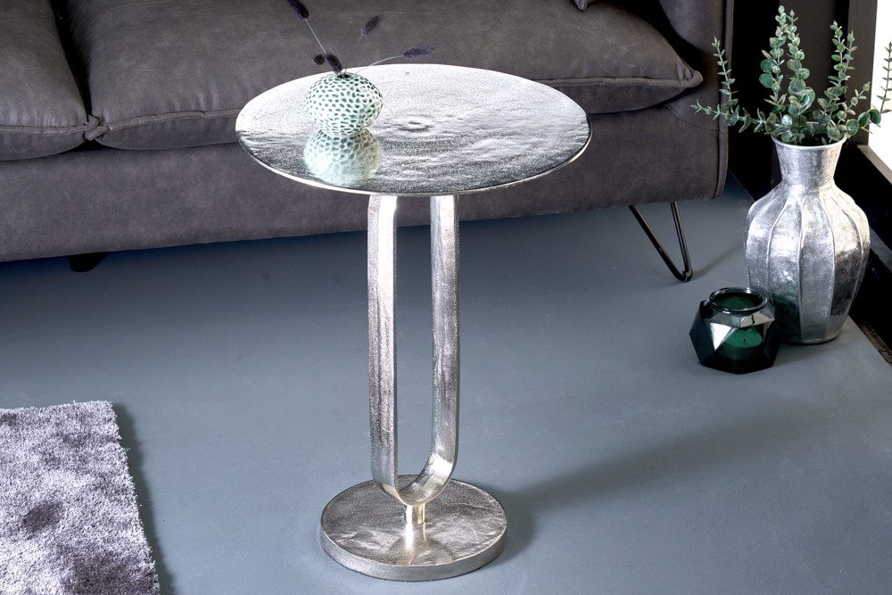 riess-ambiente Beistelltisch ELEGANCE 60cm silber (Einzelartikel, 1-St), Wohnzimmer · Aluminium-Metall · rund · handmade · Modern Design
