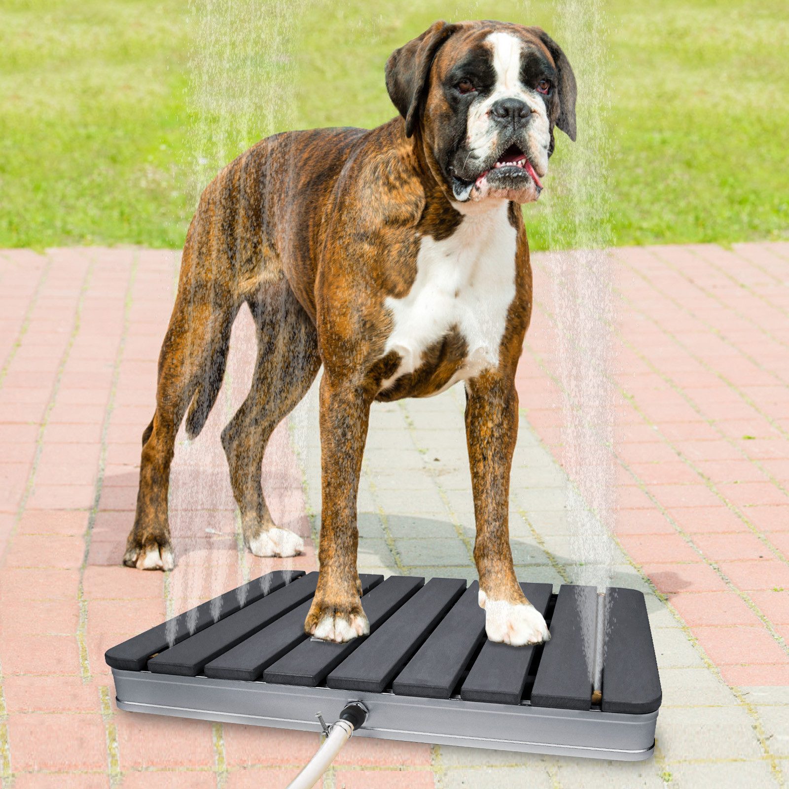 AUFUN Gartendusche Gartendusche Outdoor WPC Bodendusche Außendusche Anthrazit