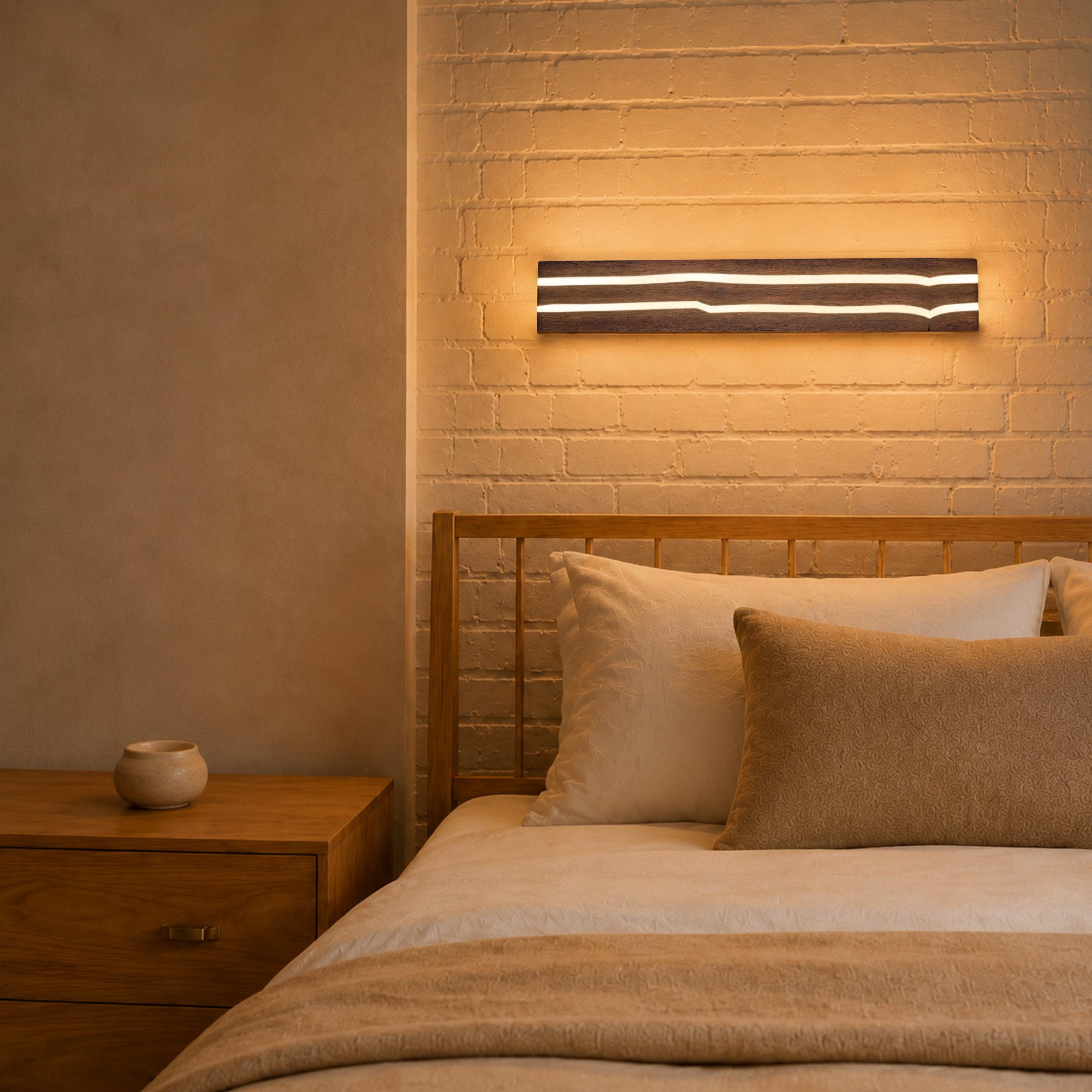 ZMH Wandleuchte LED-Wandleuchte Holz 3000 K 16 W, ohne Leuchtmittel, Indirekte Wandbeleuchtung, walnussfarben