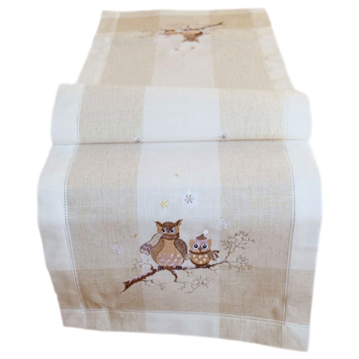 texpot Tischdecke Stickerei Eulen Herbst Winterdekoration (1-tlg) günstig online kaufen