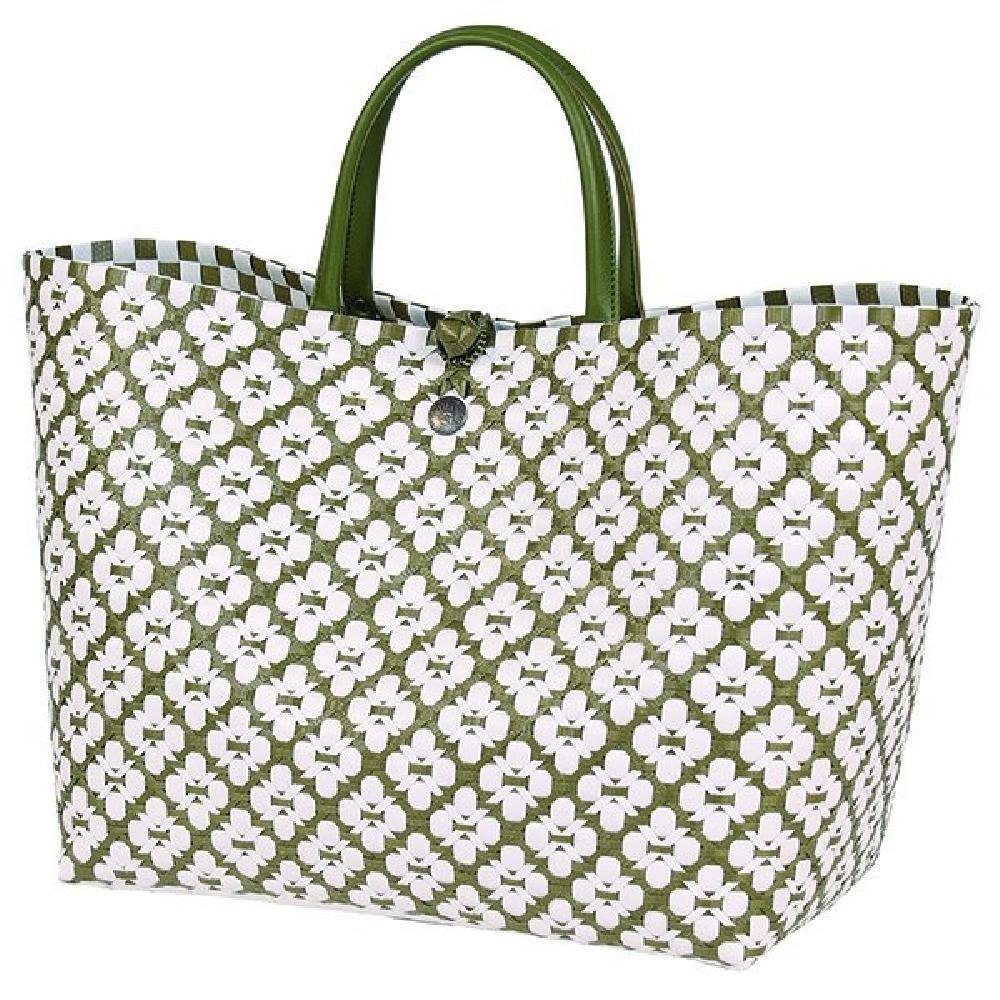 Handed By Einkaufskorb Handed By Shopper Motif Bag Olive With White Pattern