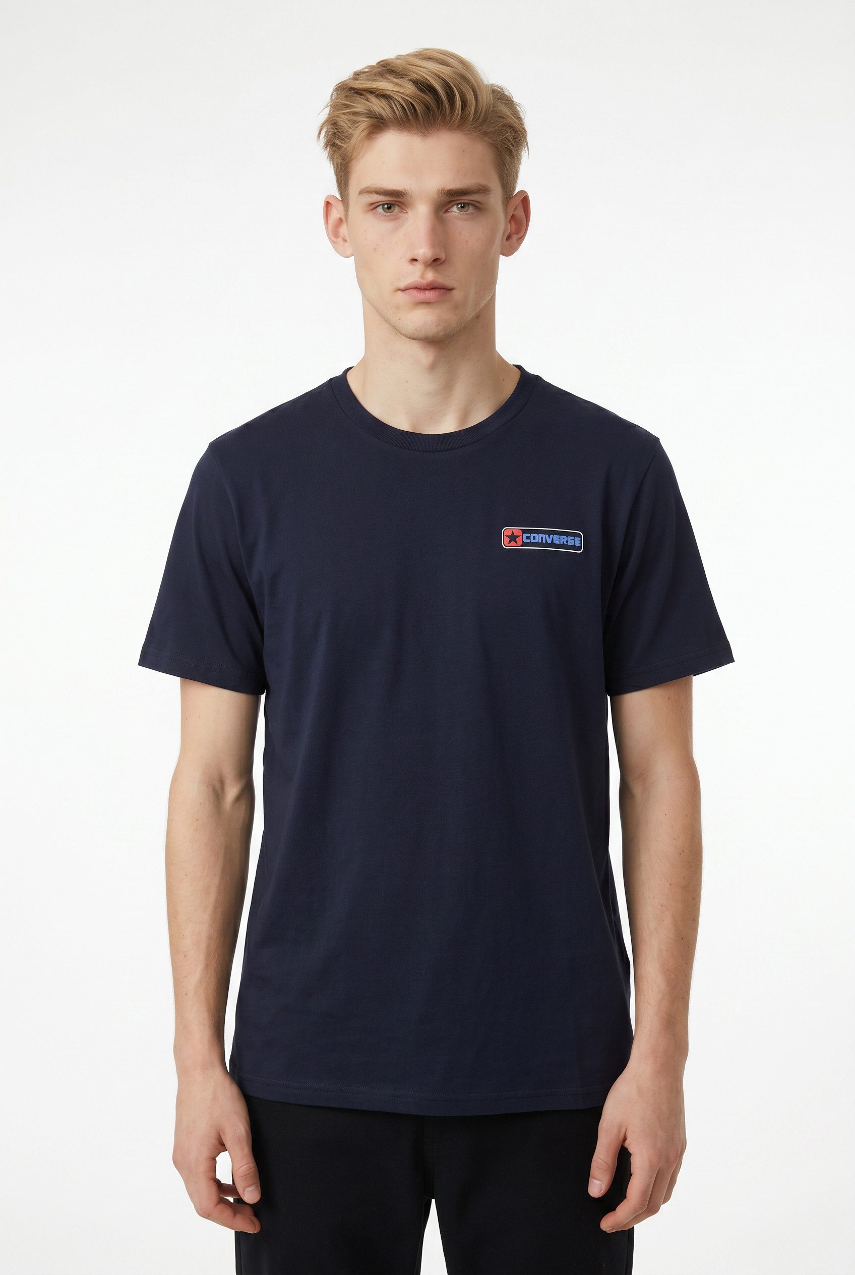 Converse T-Shirt MEN'S CONVERSE LOGO T-SHIRT unifarbenes Design, Kurzarm, mit eingesetzten Ärmeln, aus Baumwolle