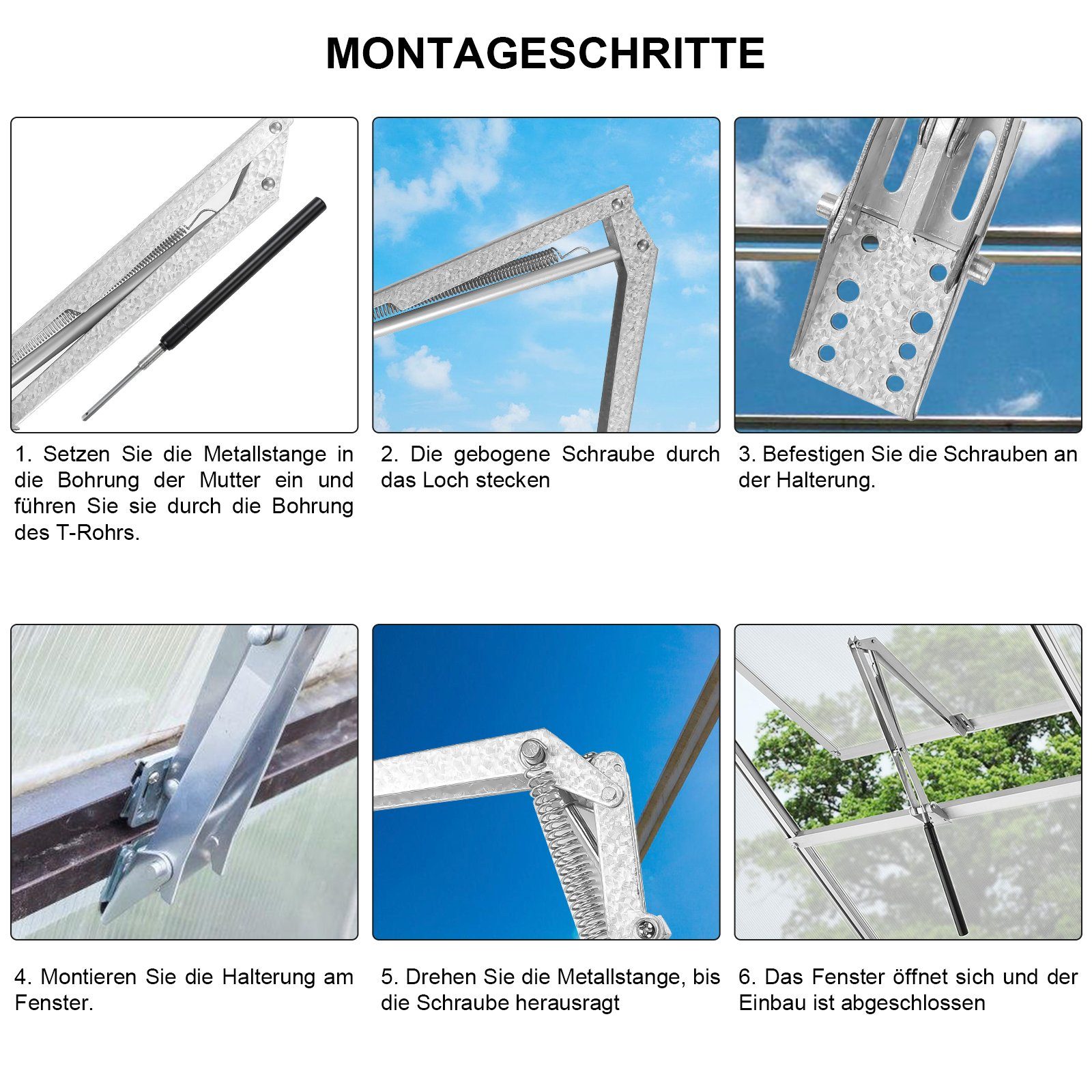 Fensteröffner für Gewächshaus, (1-tlg) max. Lospitch kg Automatischer Hebekraft, Gewächshaus-Fensteröffner 14,00 Gewächshaus-Fensteröffner