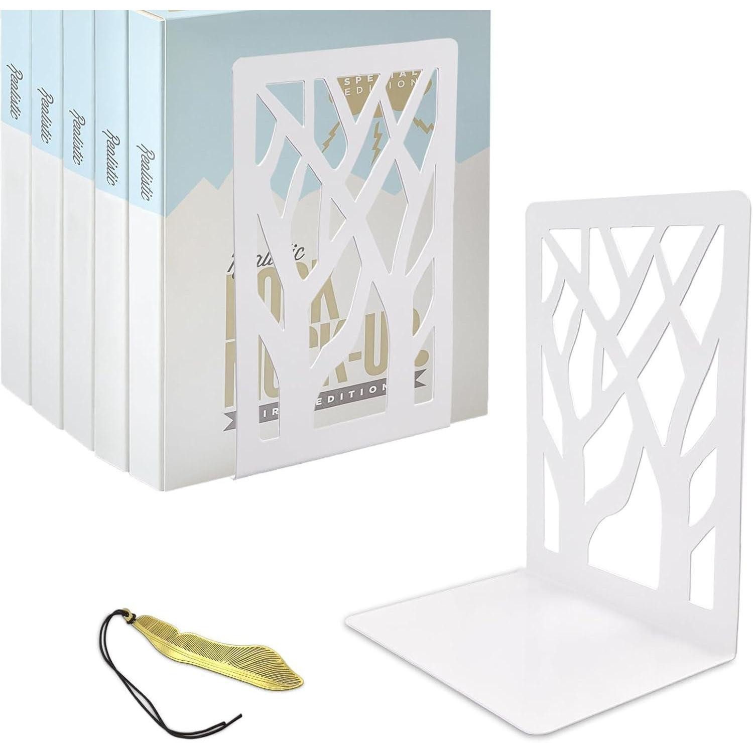 LuxusKollektion Buchstütze Buchstützen Metall Bücherhalter Regal Bookends DVDs Weiss 1 Paar