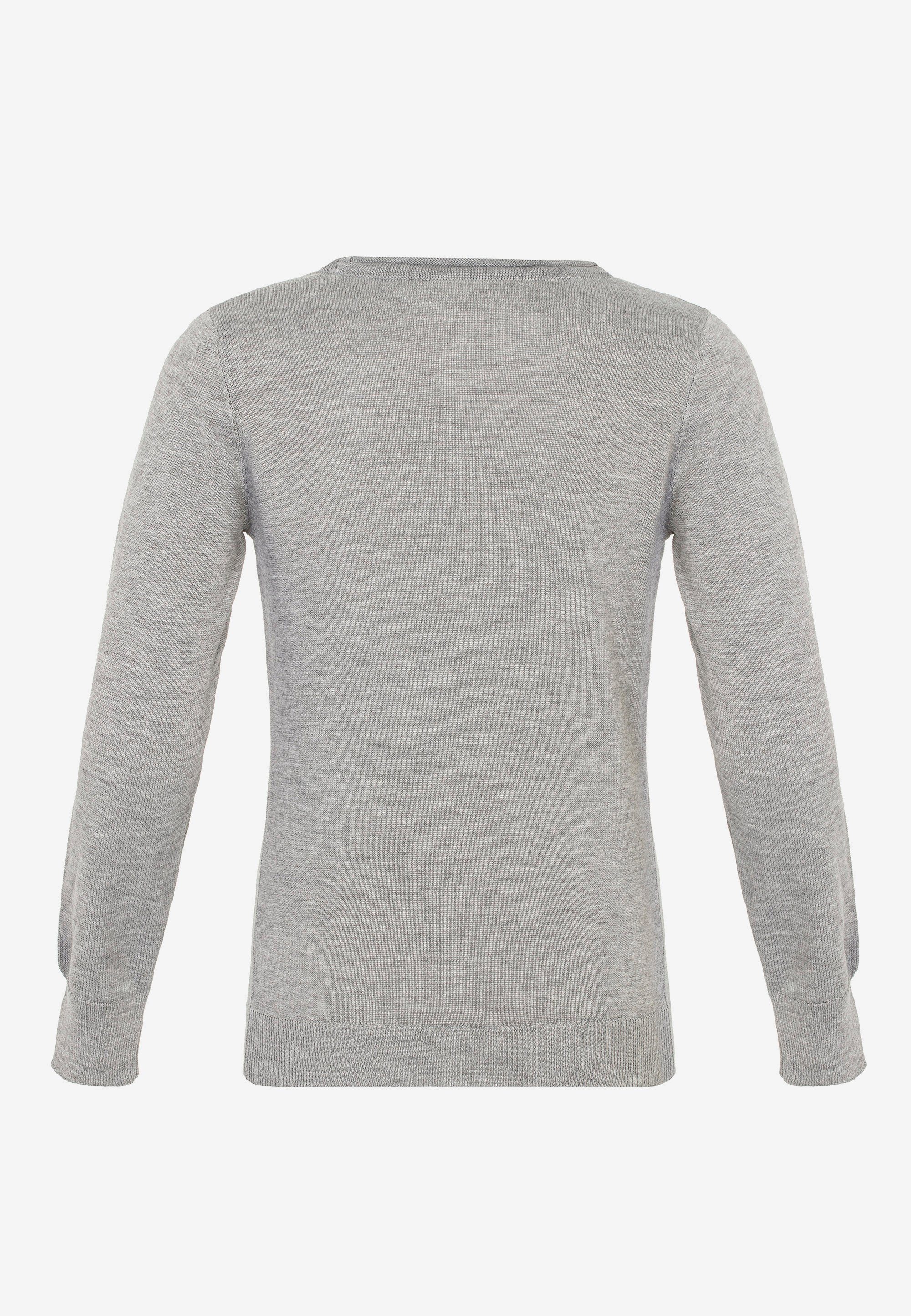 Baxx & mit Cipo Strickpullover grau Rundhalsausschnitt bequemem