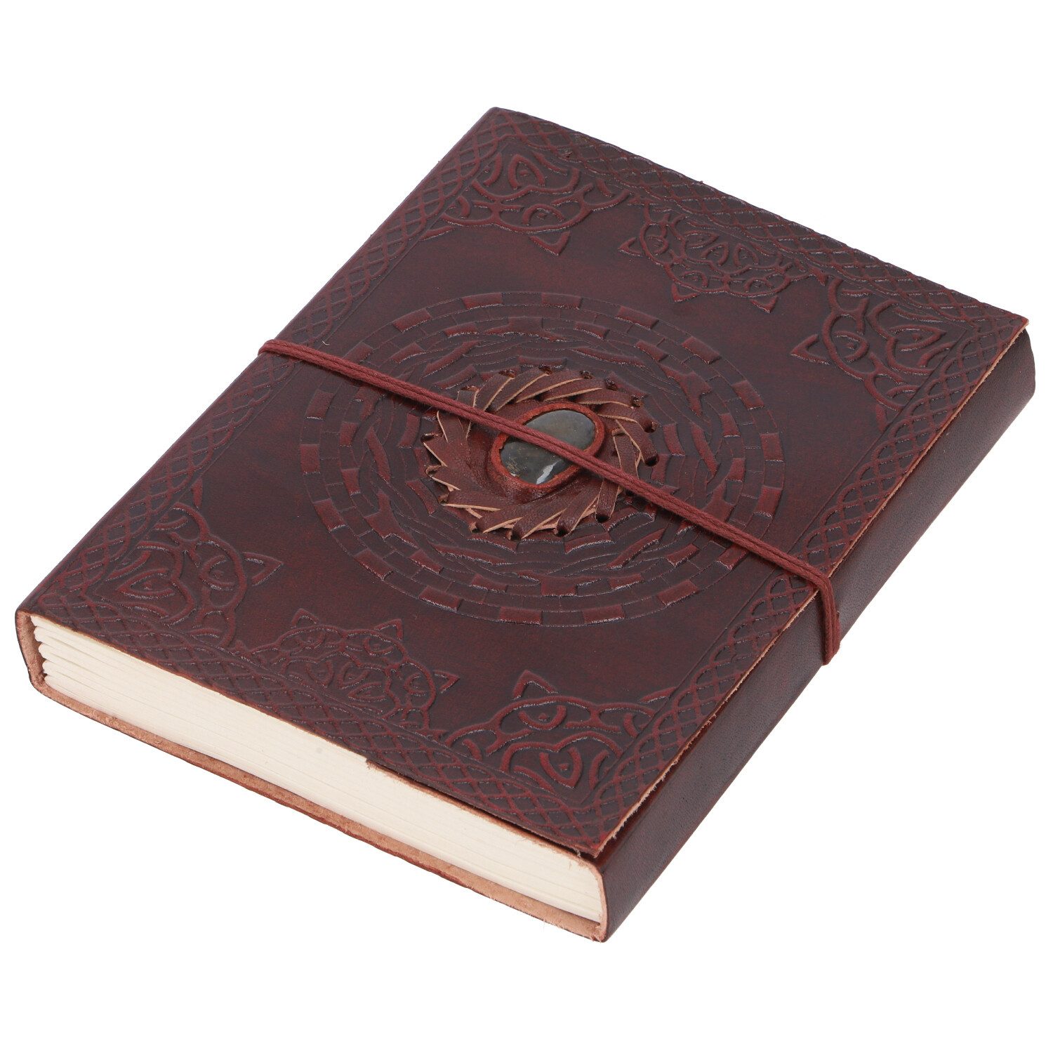 Guru-Shop Tagebuch Lederbuch, verziertes Notizbuch, Tagebuch,..