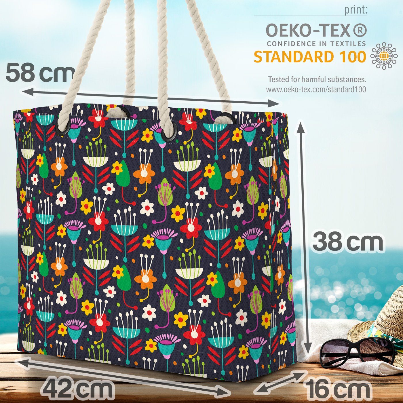 Pflanzen Grafik Grafik Blumen (1-tlg), Blumen VOID Pflanz Skandinavien Strandtasche Skandinavien