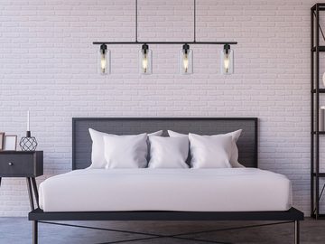 meineWunschleuchte LED Pendelleuchte, Leuchtmittel stufenweise über Wandschalter dimmbar, LED wechselbar, warmweiß, Designer-lampen Balken-lampe Rauchglas hängend über-n Esstisch, B 98cm