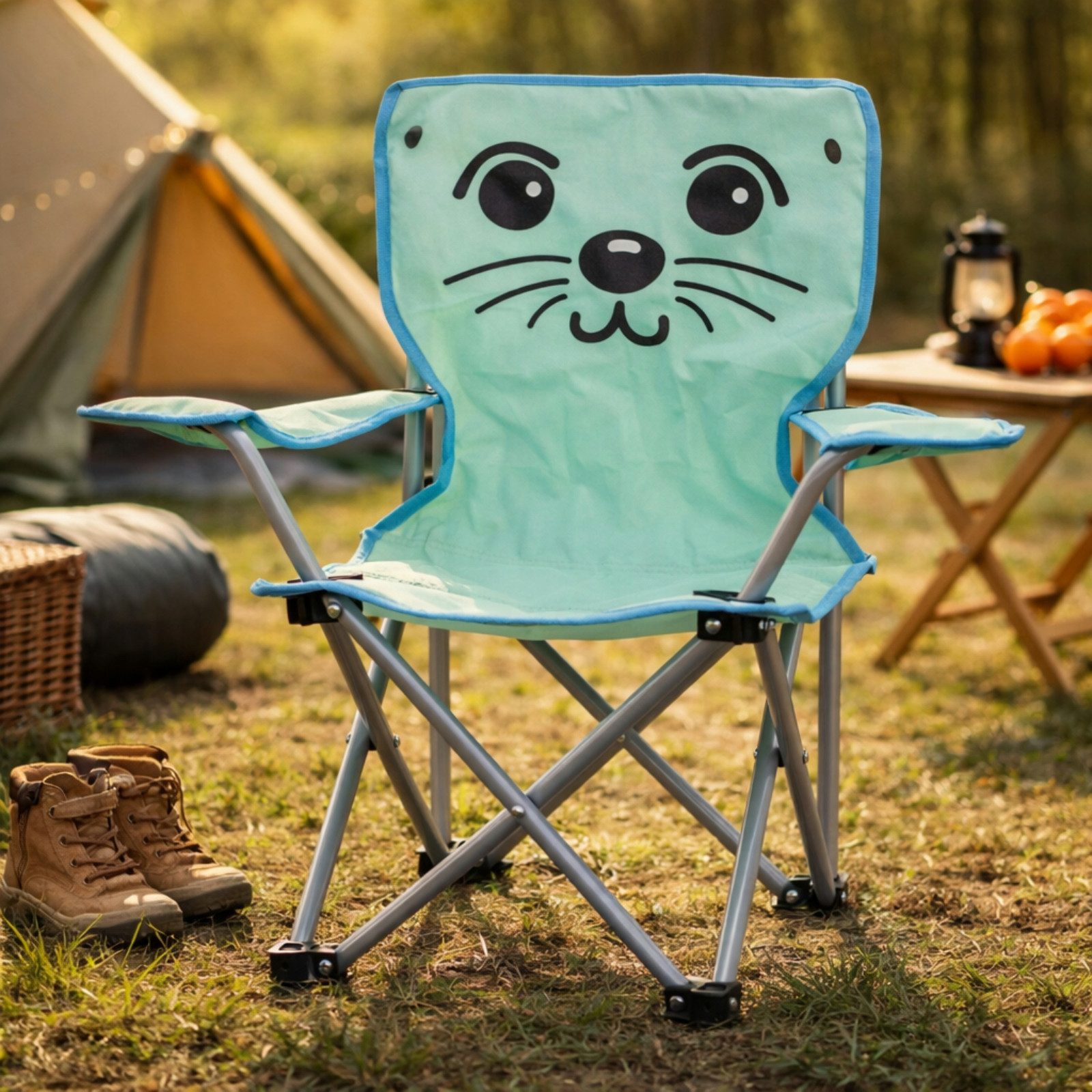 Koopman Faltstuhl Kinderstuhl Gartenstuhl Campingstuhl 60x57x32cm Polyester (Stück, 1 St), Seelöwe, Tiermotiv, inkl. Tragetasche, für Kinder, max. 50kg