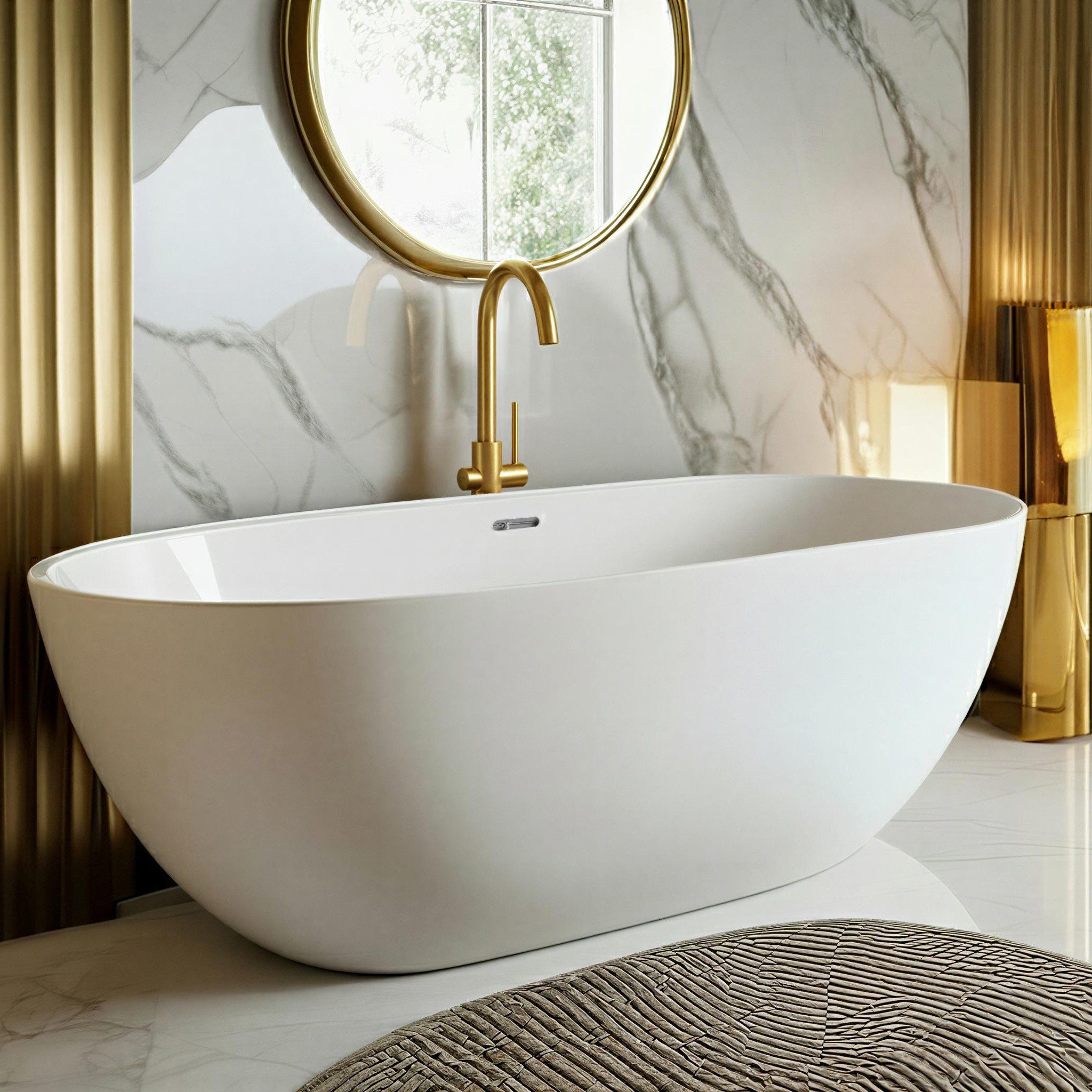 KOLMAN Rundwanne Freistehende Badewanne ULF 170x75, Ablauf Klick-Klack im S günstig online kaufen