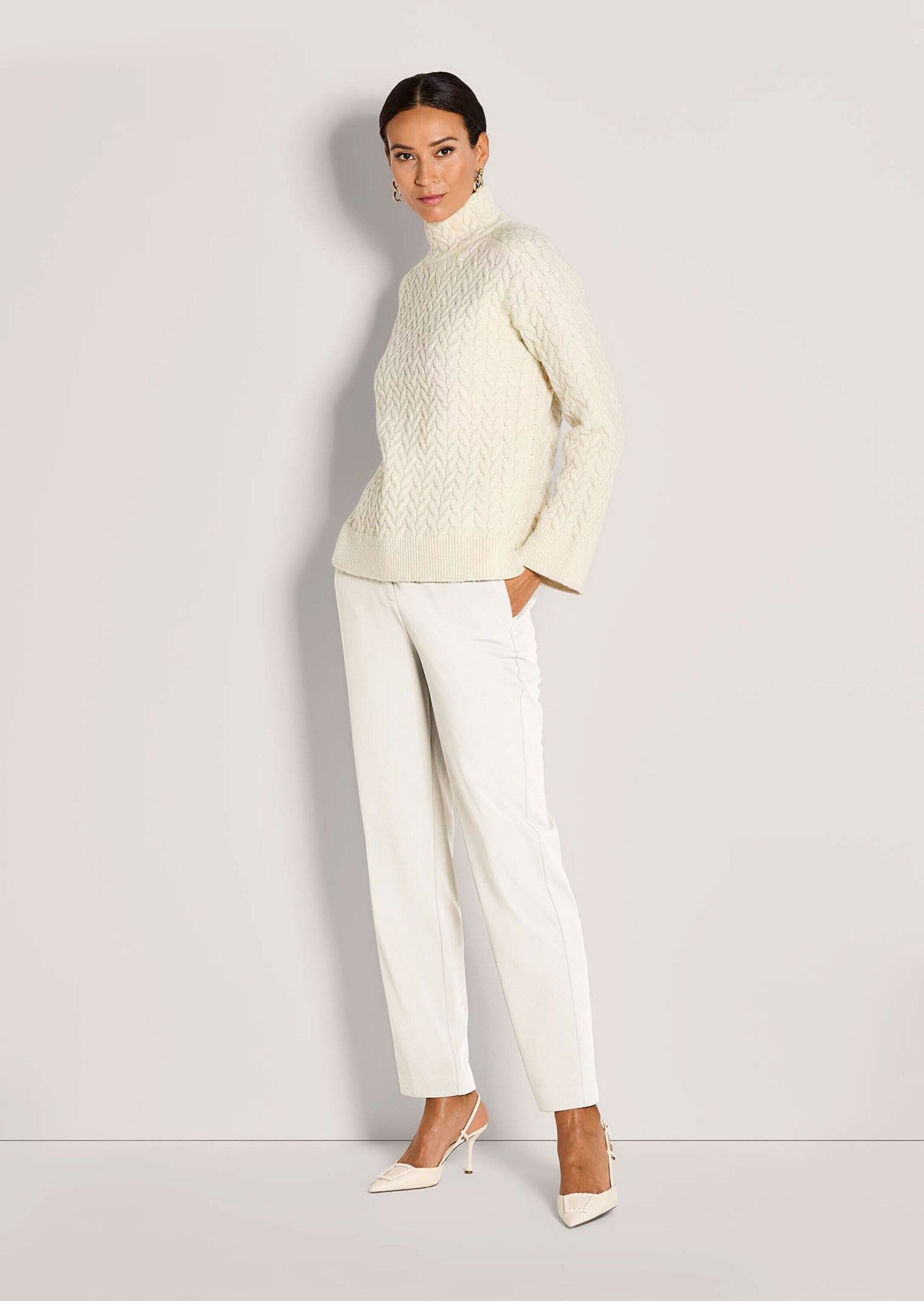 MADELEINE Strickpullover Eleganter Baumwollpullover mit Zopfmuster Winterli günstig online kaufen