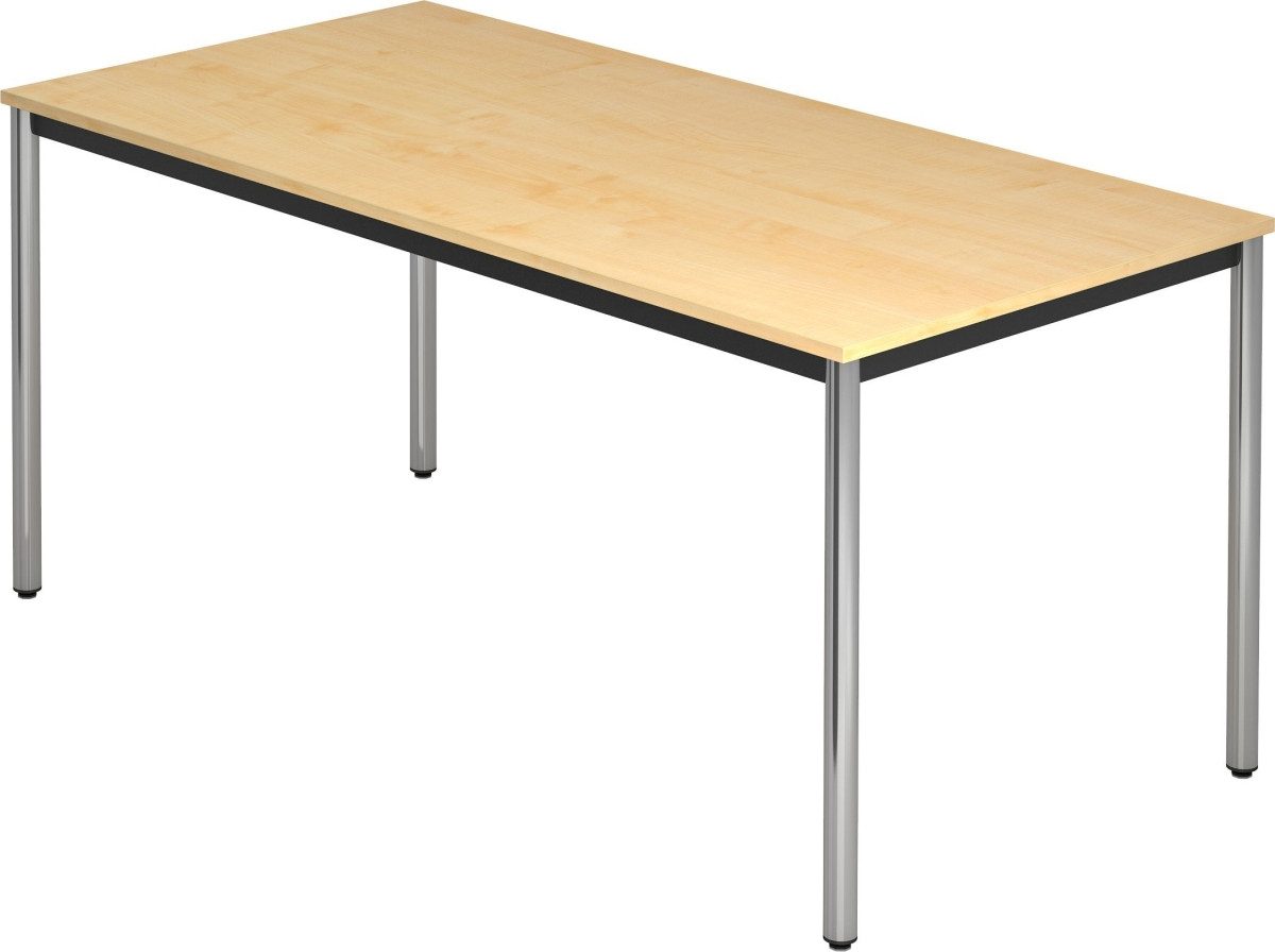 Konferenztisch Besprechungstisch Rundfuß 160x80 Ahorn/Chrom