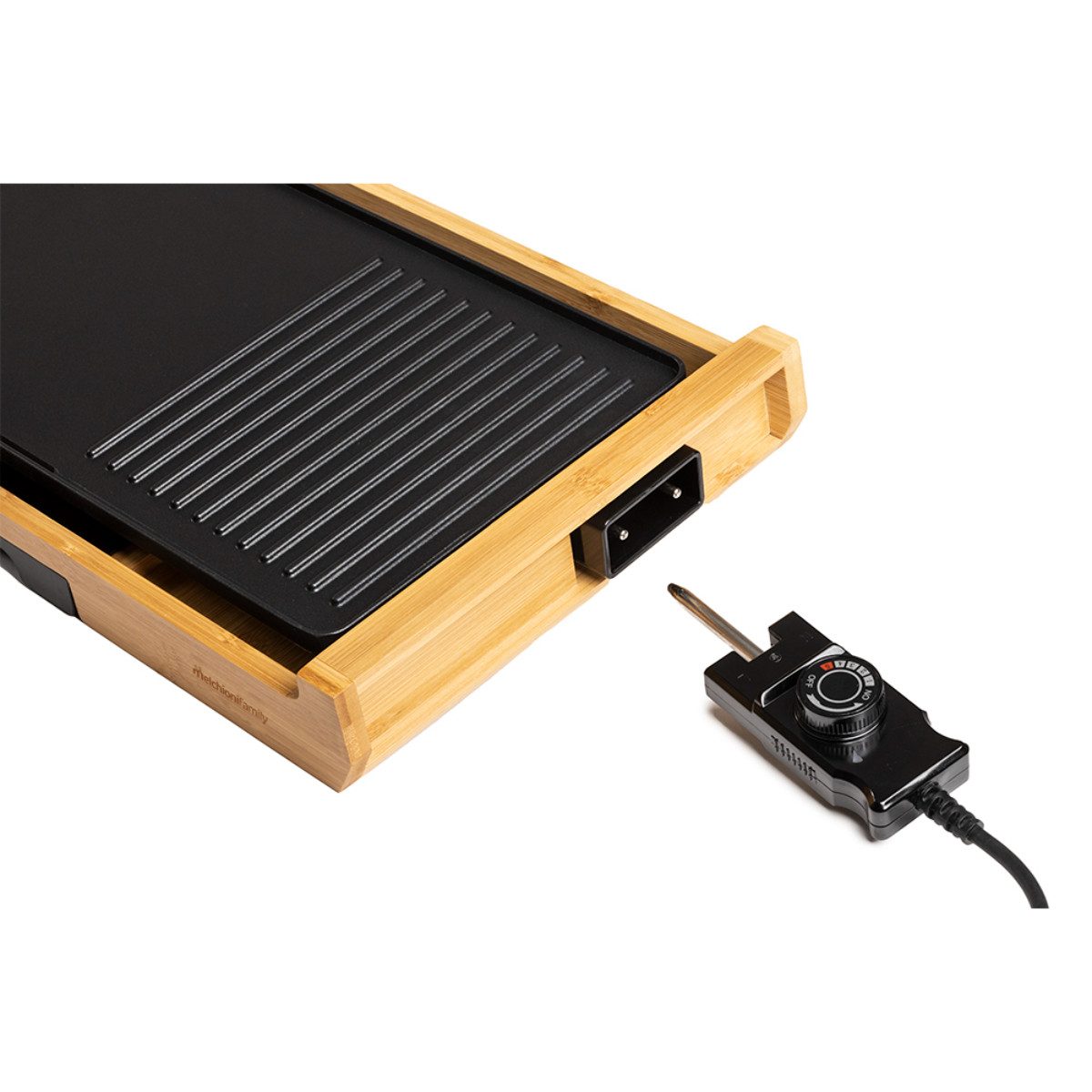 Melchioni Tischgrill Bamboo, 1800 W, Abnehmbare Bambusstruktur für einfache Reinigung