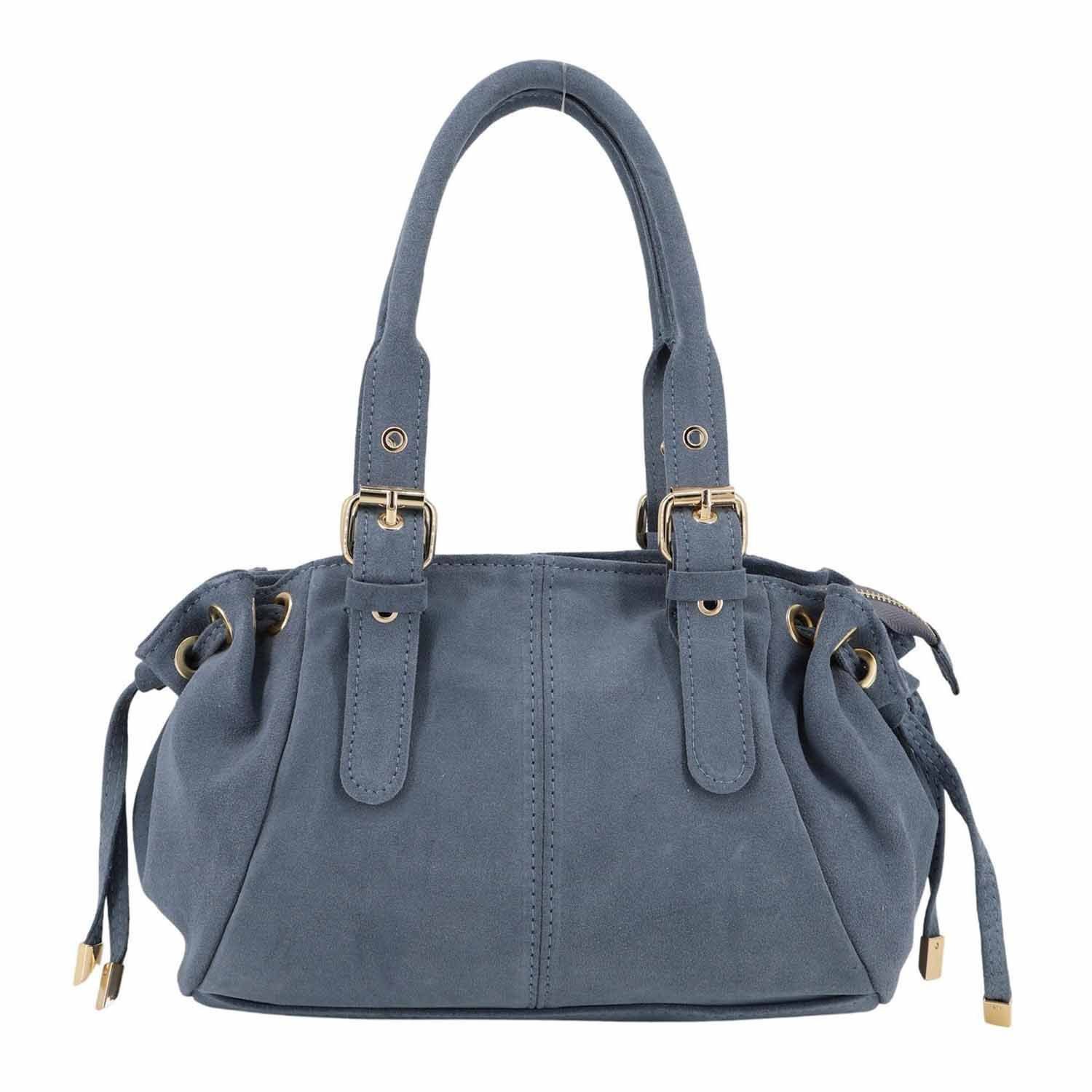 ITALYSHOP24 Schultertasche Made in Italy Damen Wildleder Tasche Tote Bag Shopper Umhängetasche, Ledertasche Cross Over Handtasche Velour Crossbody Hobo Leichtgewicht