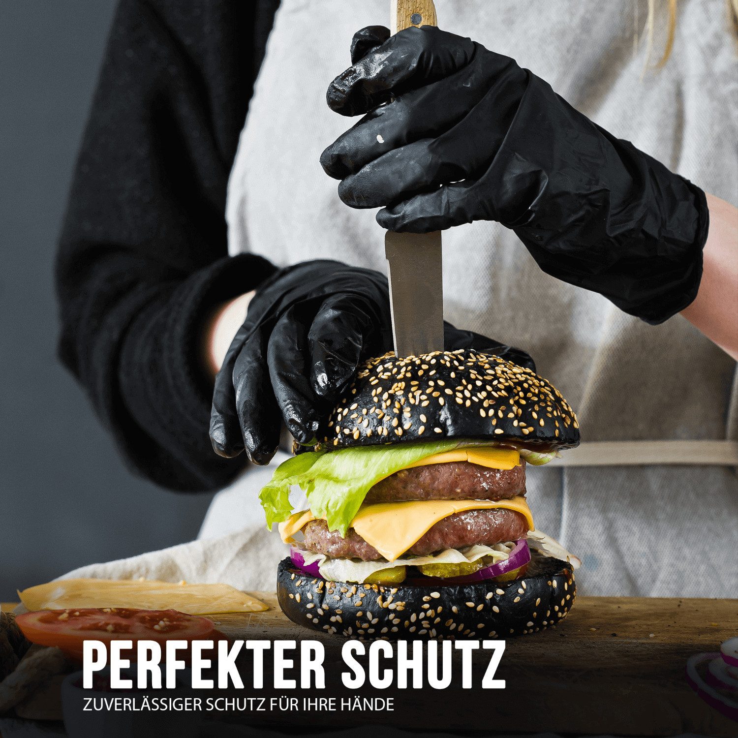 IEA Medical Einweghandschuhe Nitril-Handschuhe schwarz (100-St., Box) puderfrei, latexfrei, Hygiene-, Küchen-, Untersuchungshandschuhe