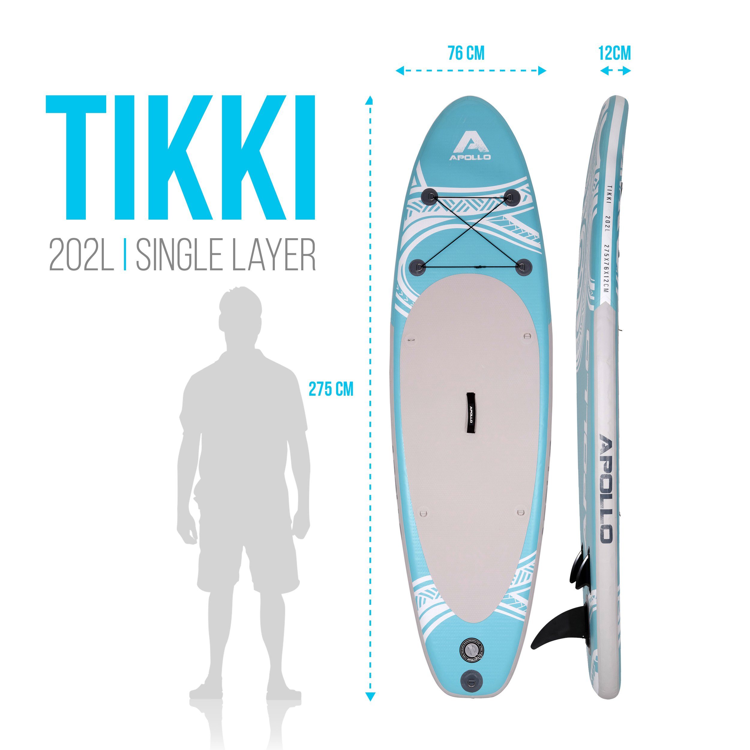 Apollo Inflatable - SUP-Board Board Paddle Aufblasbares Tikki, SUP Up Stand aufblasbar