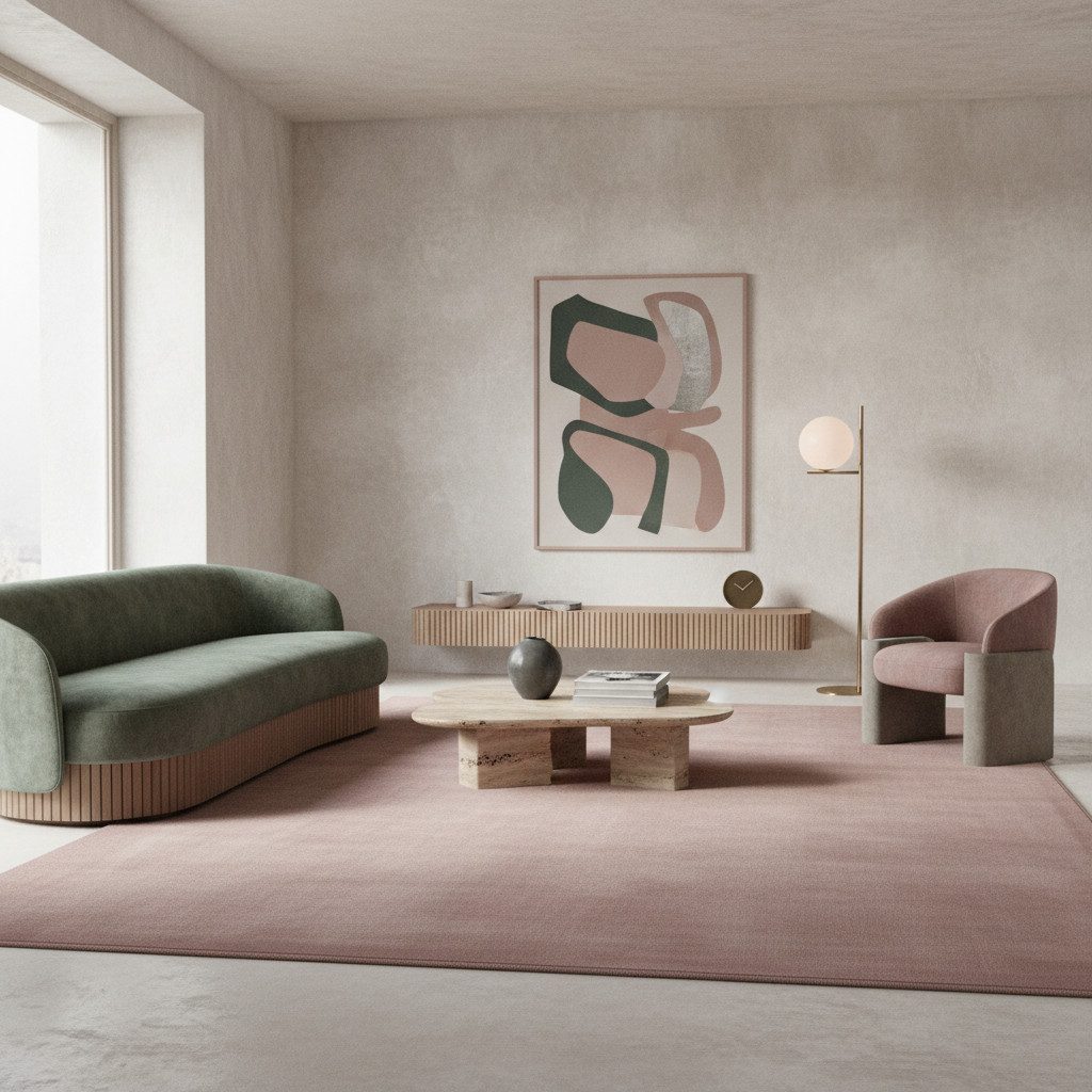 KADIMA DESIGN Teppich LECH Wohnzimmer Waschbar Schlafzimmer Wohnzimmerteppich Esszimmer Uni, Läufer, Höhe: 9 mm, Rosa, 60x110 cm, Modern Esszimmerteppich Fußbod – Bild 4 von 5