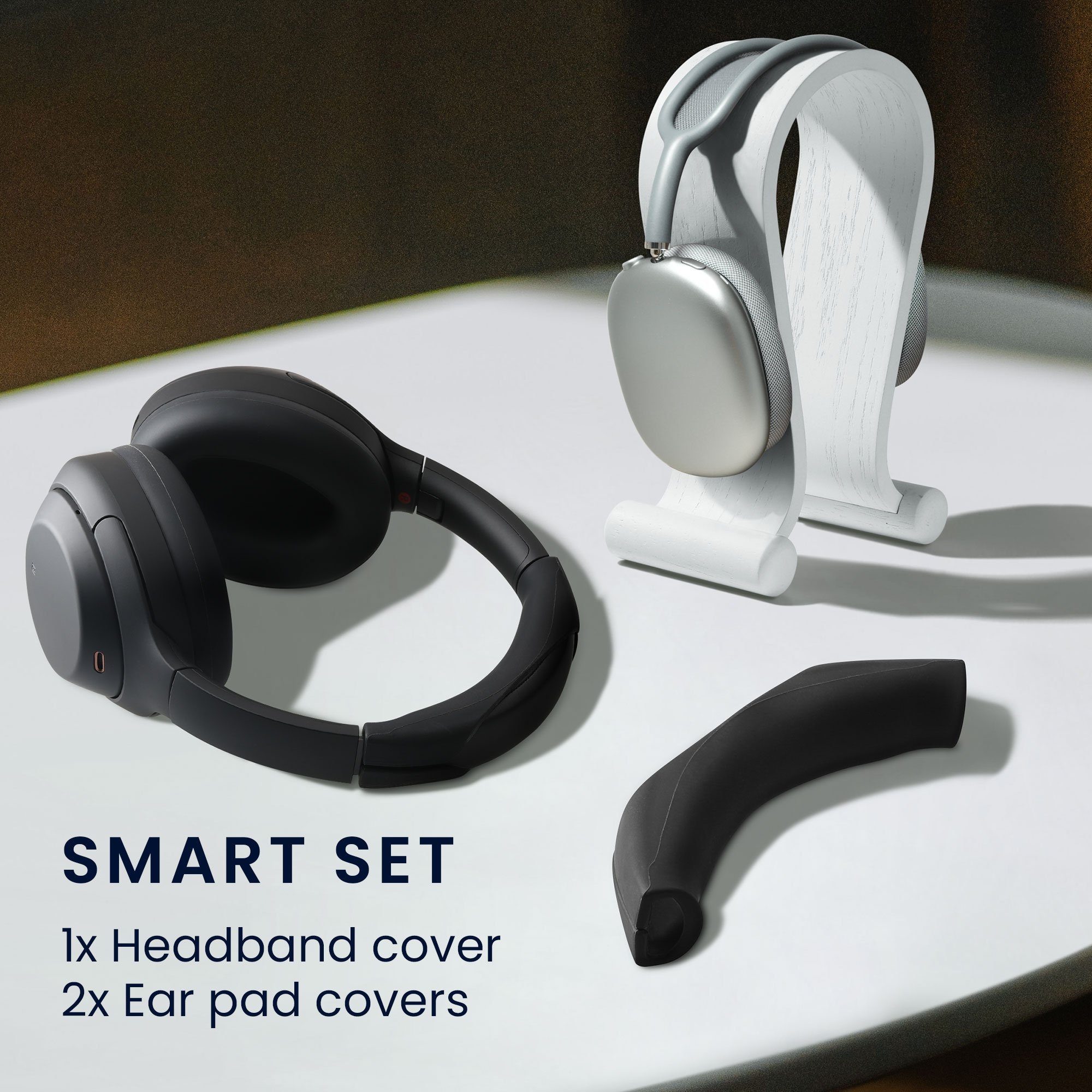 kwmobile Etui Kopfband Abdeckung Ohrpolster Set für Sennheiser MOMENTUM 4 Wireless, Headband Case - Kopfhörer Ersatz Polster - Schutz in Schwarz