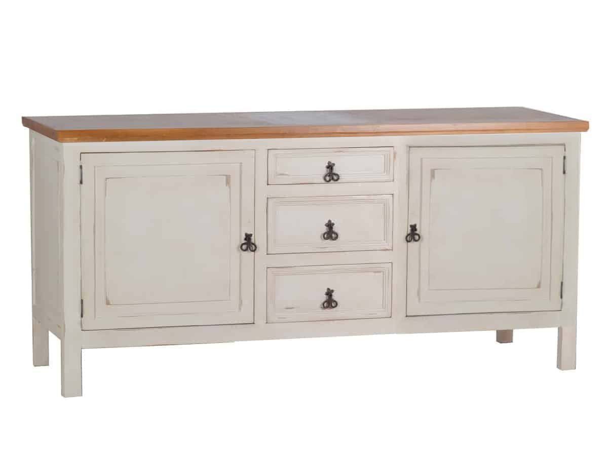 MiaMöbel Spülenschrank Mexico aus massivem Pinienholz Weiß