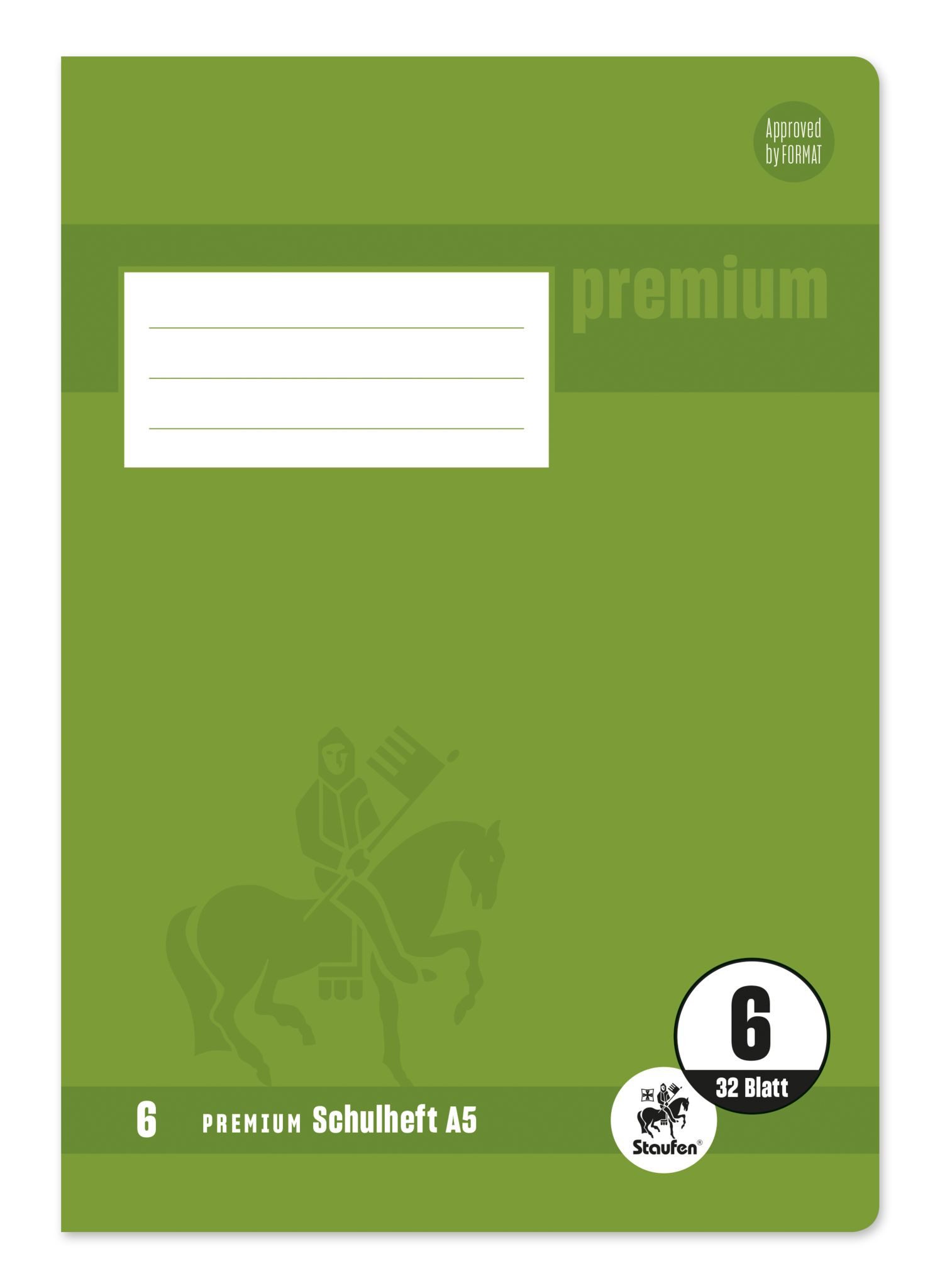 Staufen Schulheft 20x Staufen® 734010606 Heft PREMIUM LIN 6 - A5, 32 Blatt, 90 g/qm