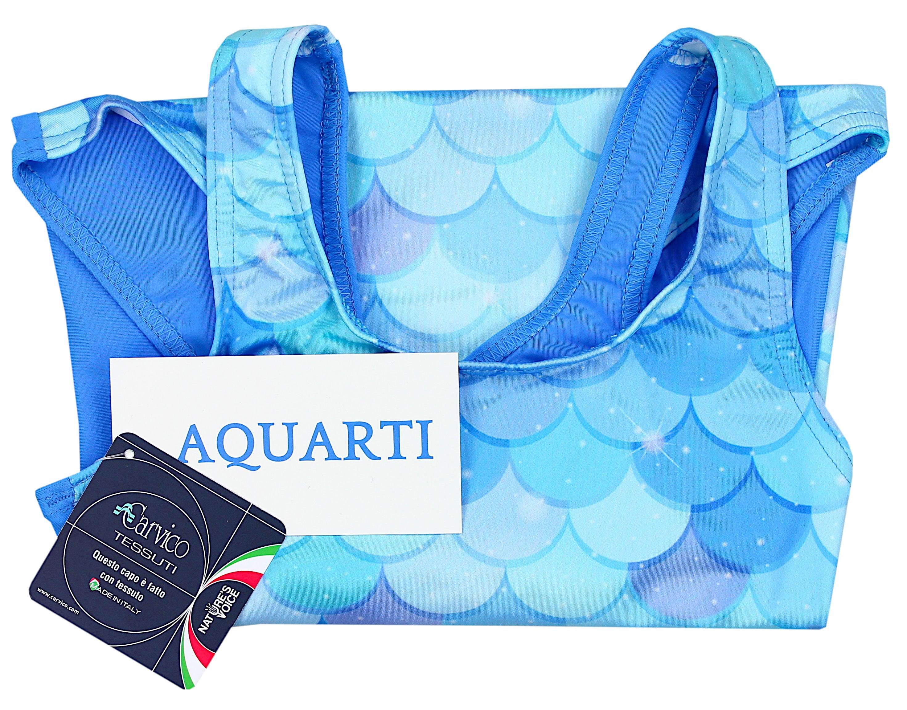 Aquarti Badeanzug Aquarti Mädchen Print Ringerrücken Türkis mit / Meerjungfrau Badeanzug Blau