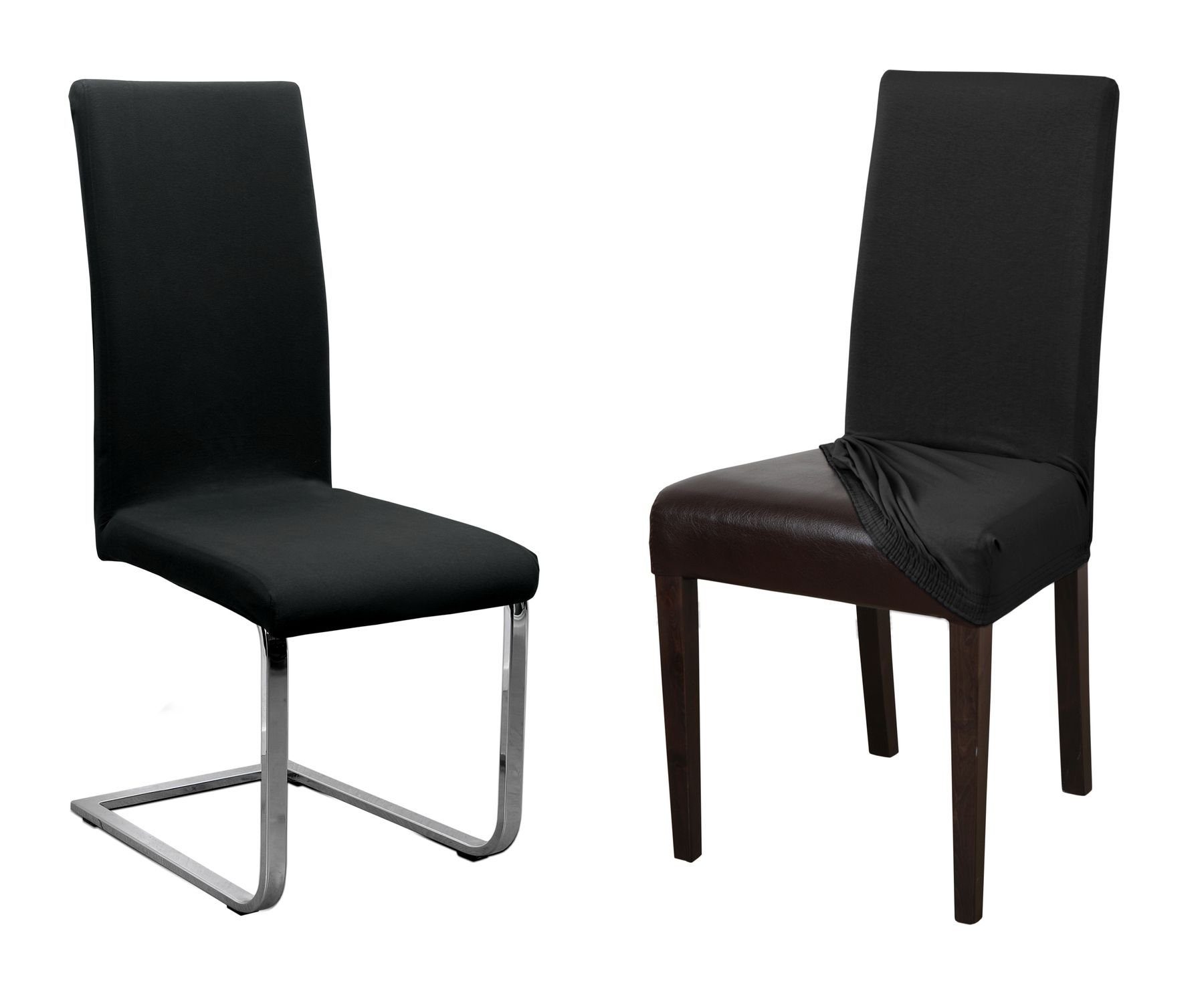 Beautex Stuhlhusse 2er Set Jersey Stuhlhusse, elastische Uni Stretch-Husse aus Baumwolle